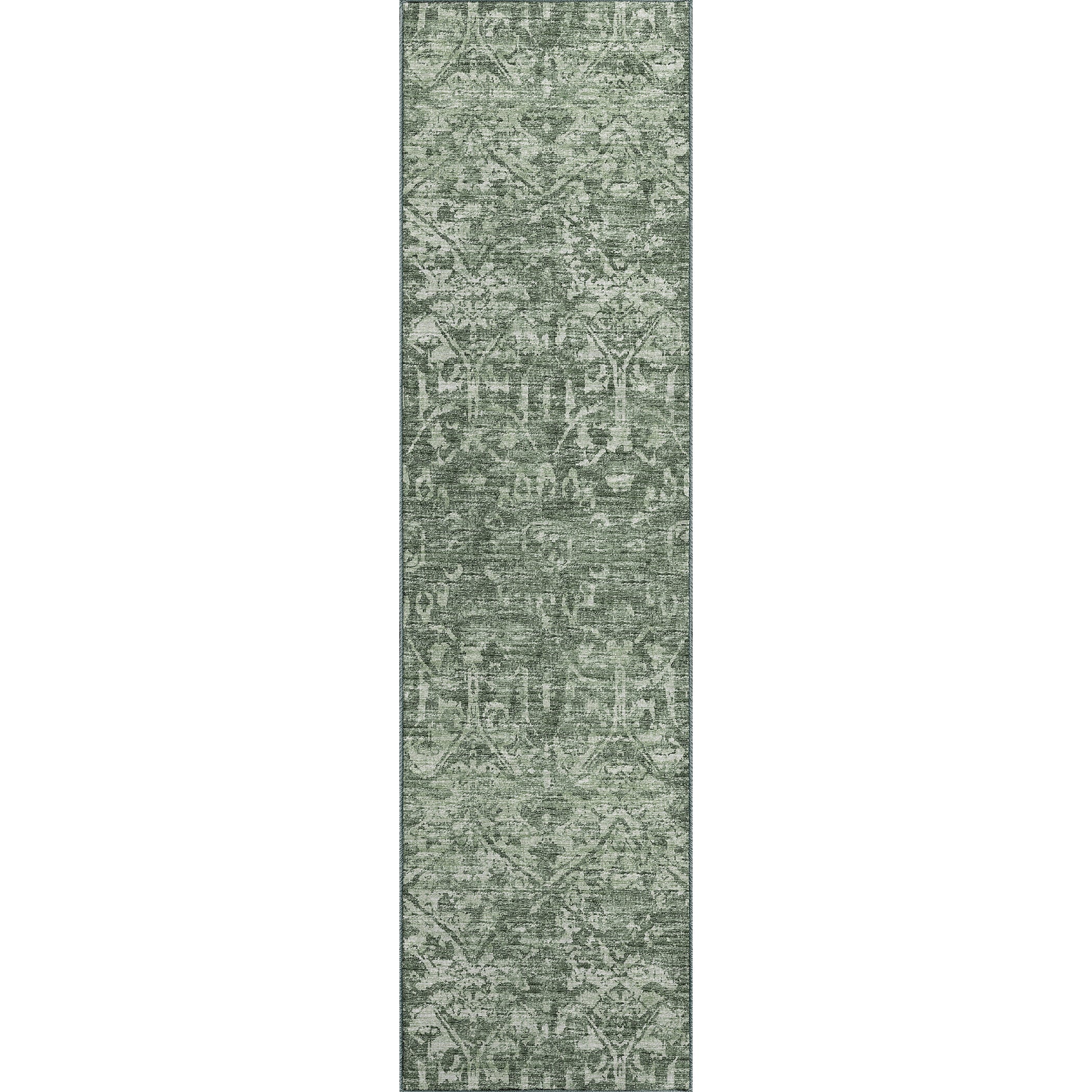 Luxury Machine Washable Indoor/Outdoor Traditional AB1 Irish Green Rug 2'3" x 7'6" #shape_Rectangle