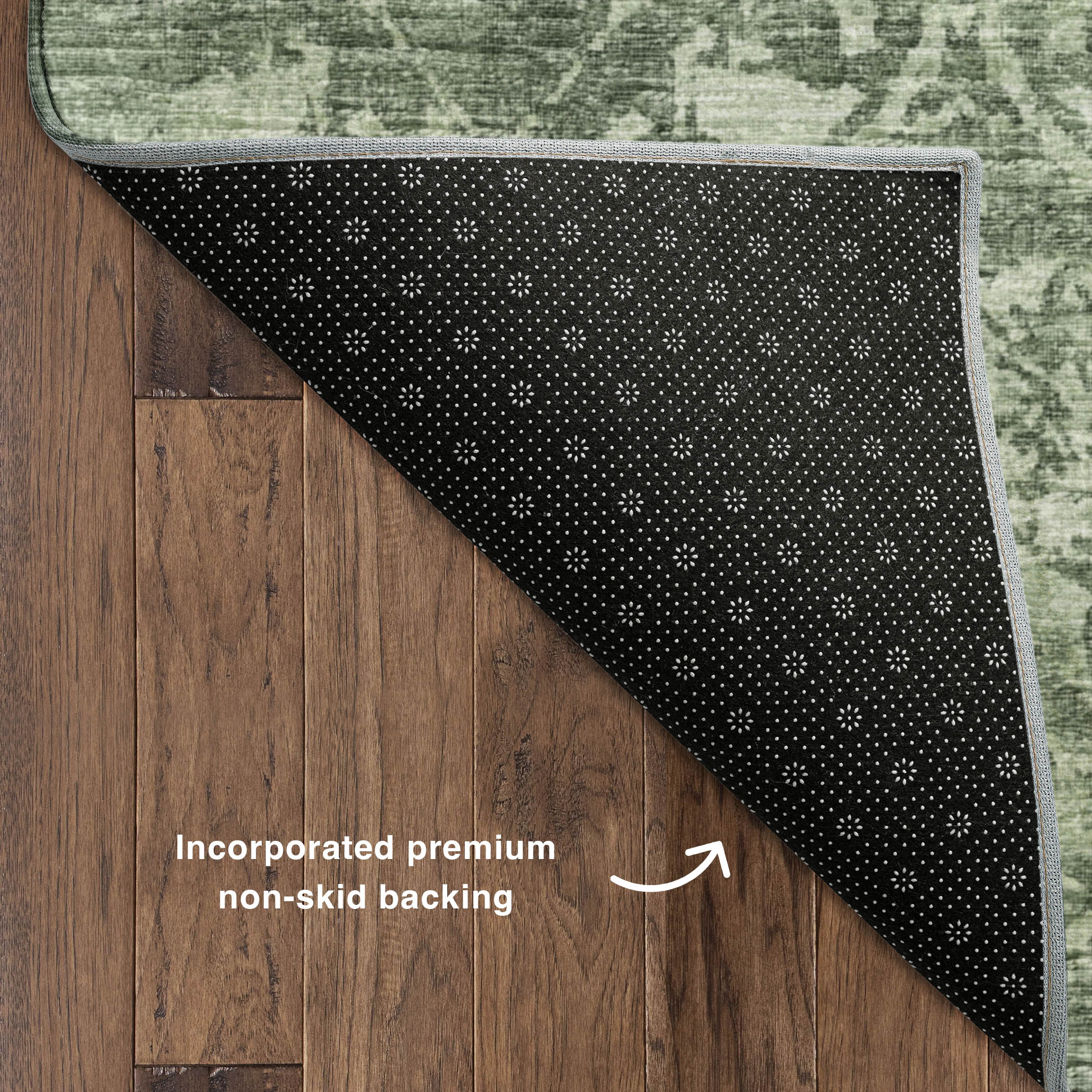 Luxury Machine Washable Indoor/Outdoor Traditional AB1 Irish Green Rug 1'8" x 2'6" #shape_Rectangle