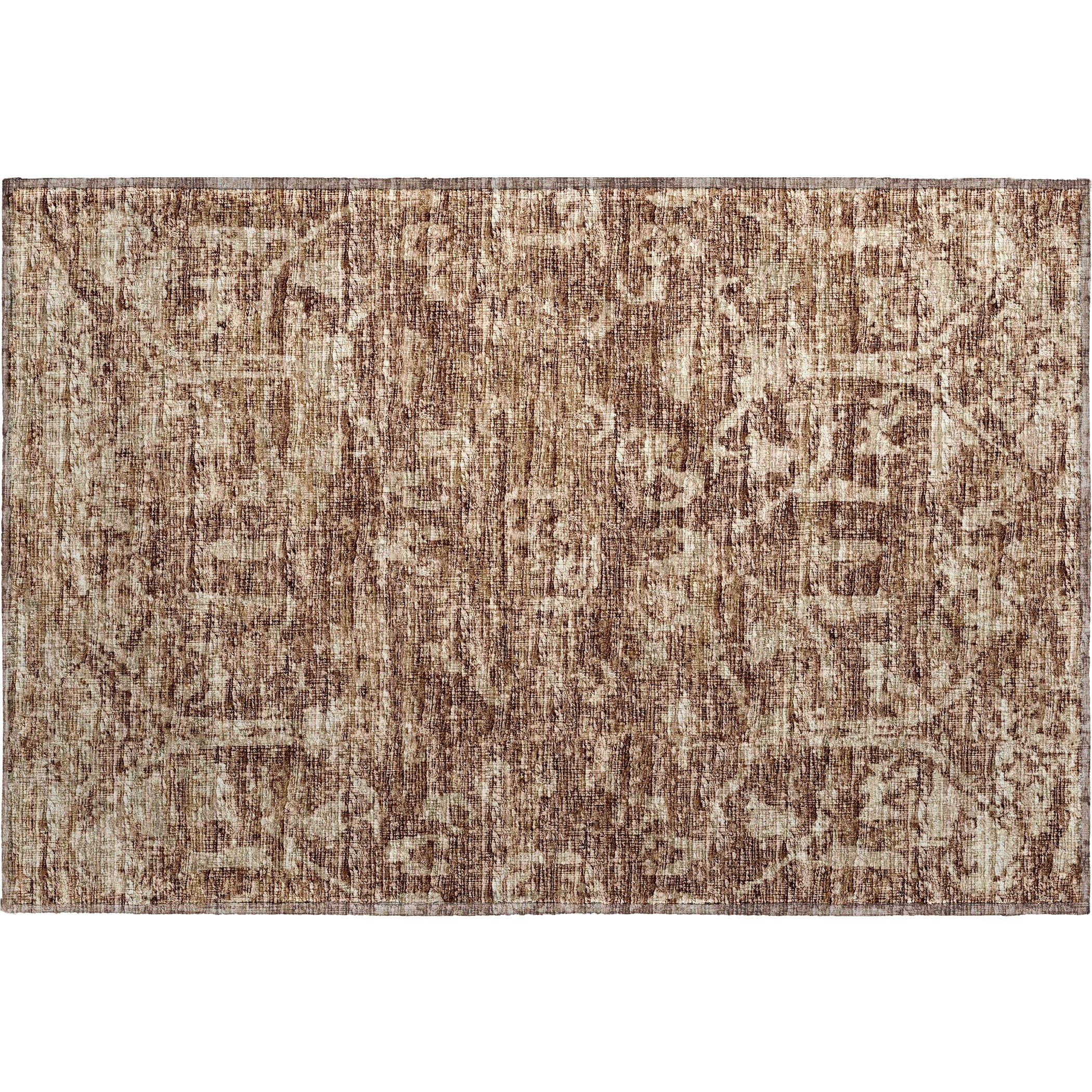 Luxury Machine Washable Indoor/Outdoor Traditional AB1 Mink Brown Rug 1'8" x 2'6" #shape_Rectangle
