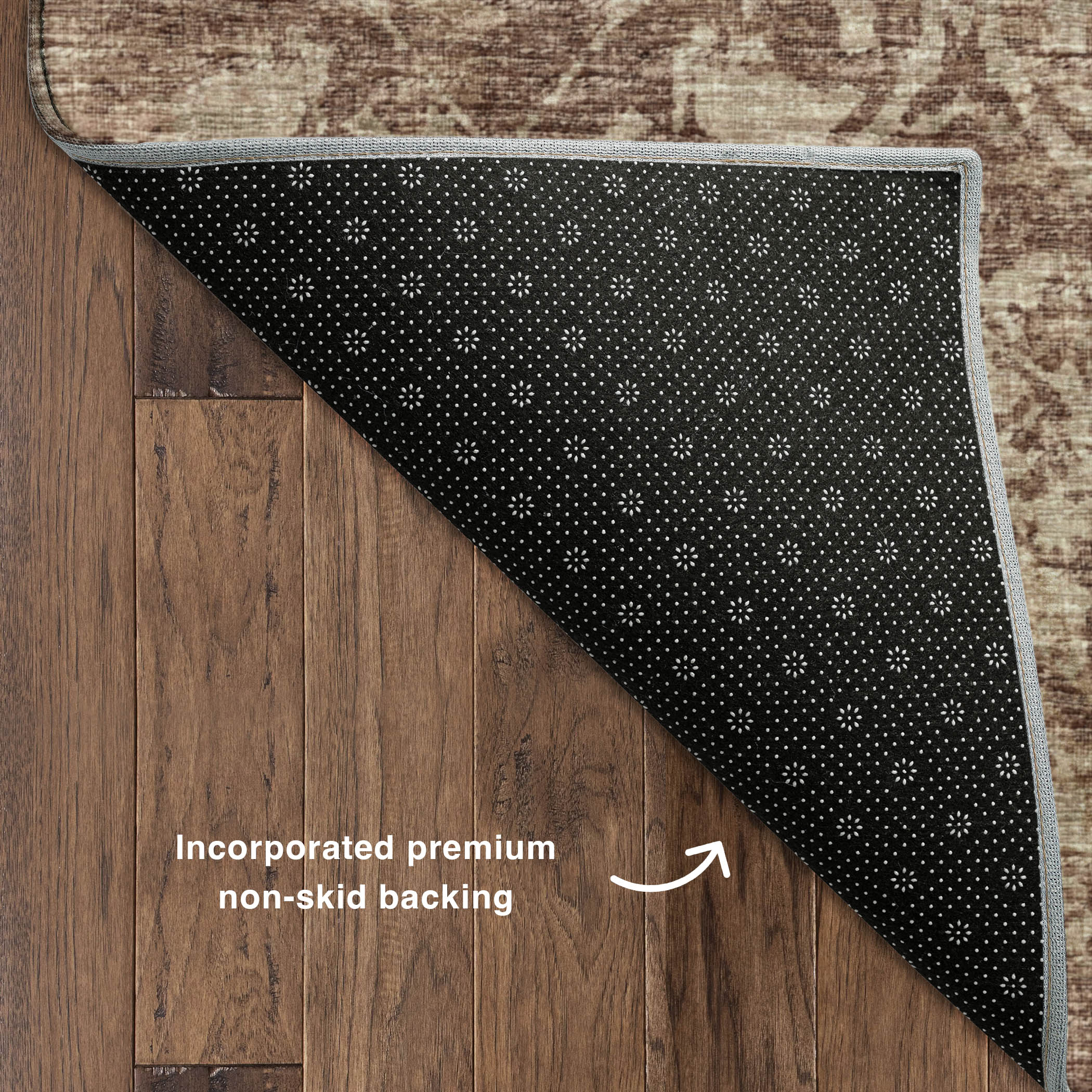 Luxury Machine Washable Indoor/Outdoor Traditional AB1 Mink Brown Rug 1'8" x 2'6" #shape_Rectangle