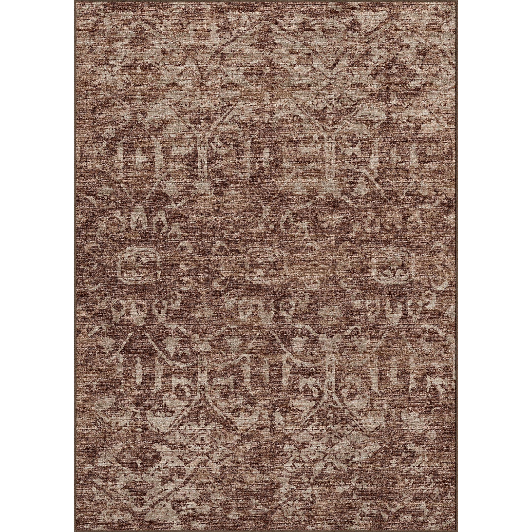 Luxury Machine Washable Indoor/Outdoor Traditional AB1 Mink Brown Rug 3' x 5' #shape_Rectangle
