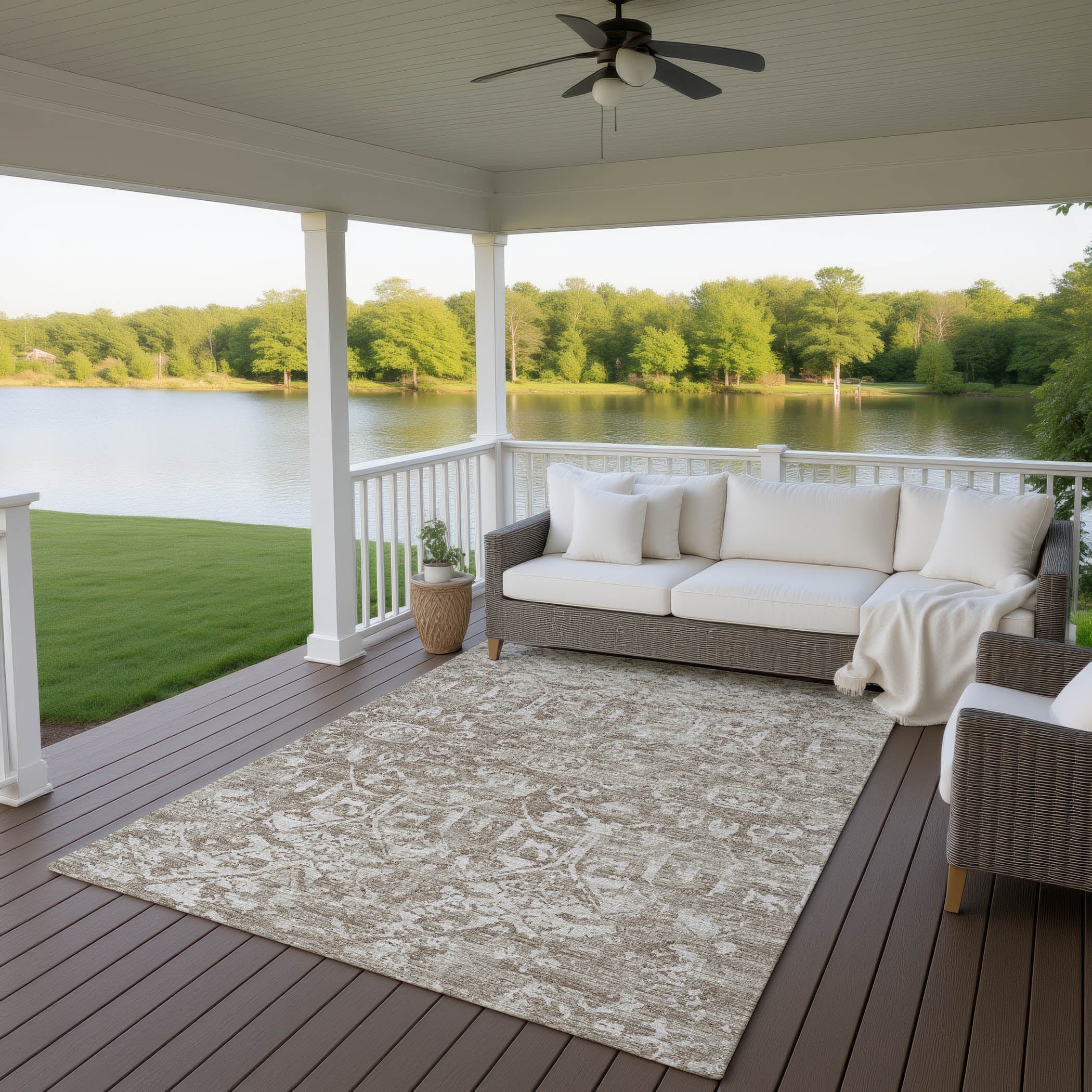 Luxury Machine Washable Indoor/Outdoor Traditional AB1 Mushroom Brown Rug 3' x 5' #shape_Rectangle