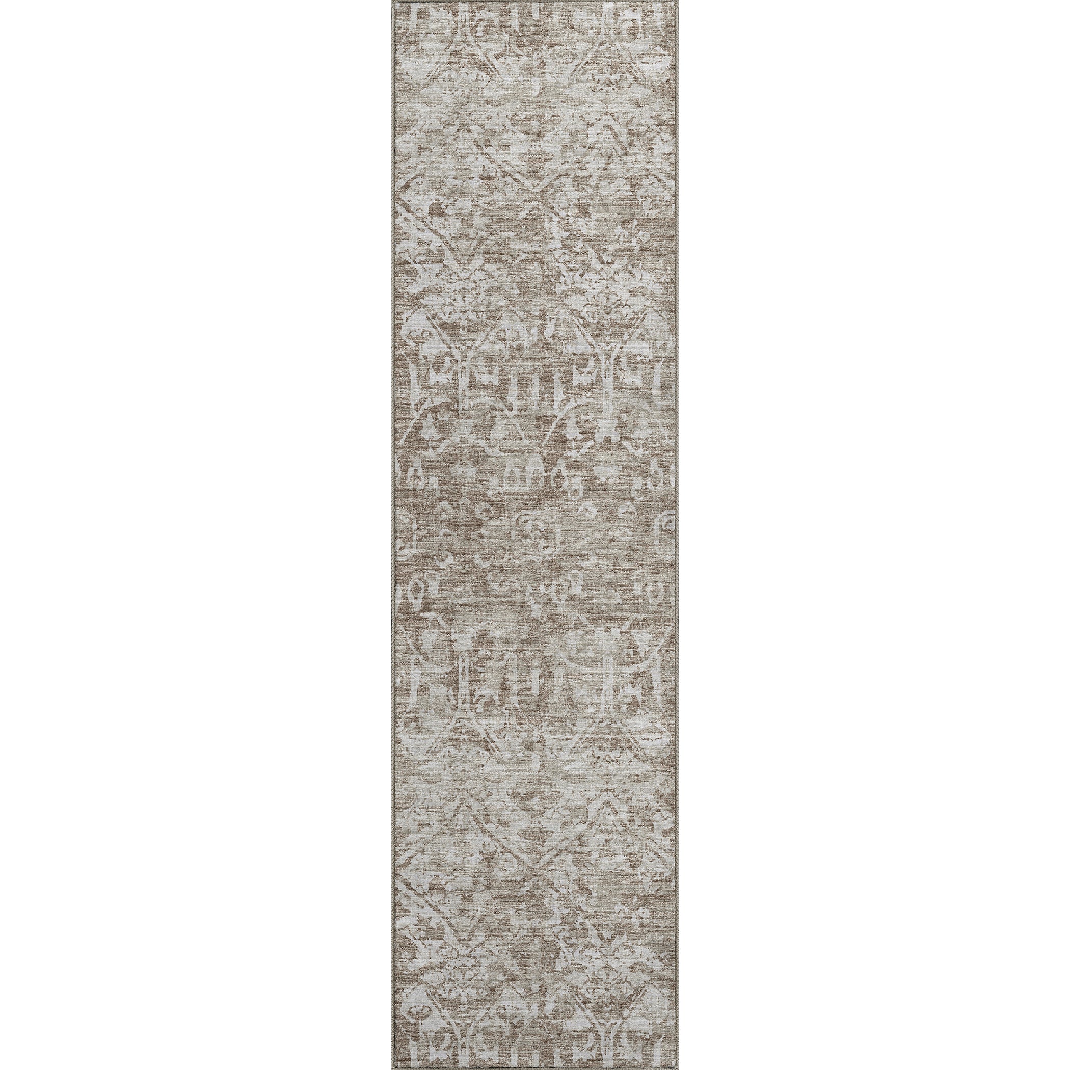 Luxury Machine Washable Indoor/Outdoor Traditional AB1 Mushroom Brown Rug 2'3" x 7'6" #shape_Rectangle