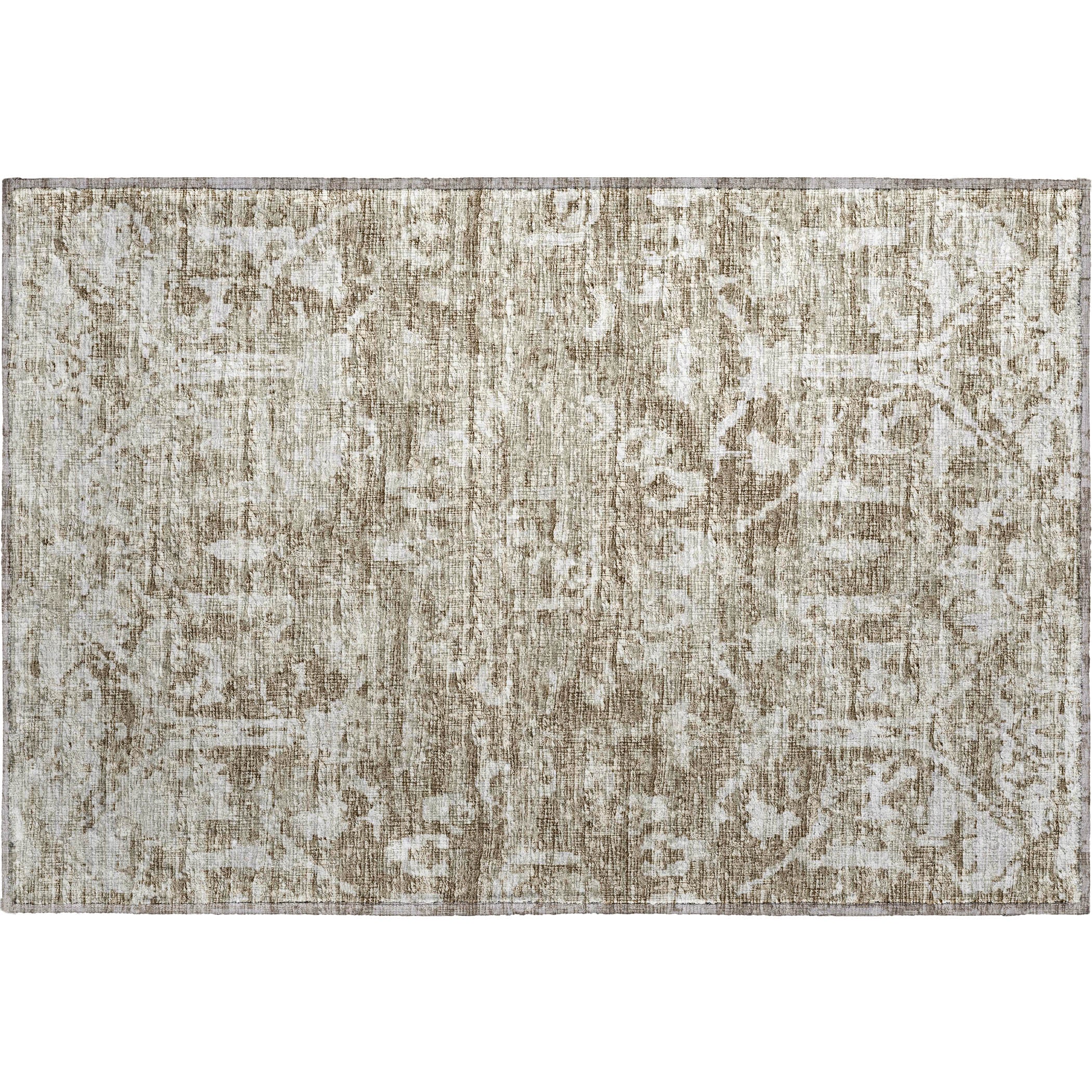 Luxury Machine Washable Indoor/Outdoor Traditional AB1 Mushroom Brown Rug 1'8" x 2'6" #shape_Rectangle