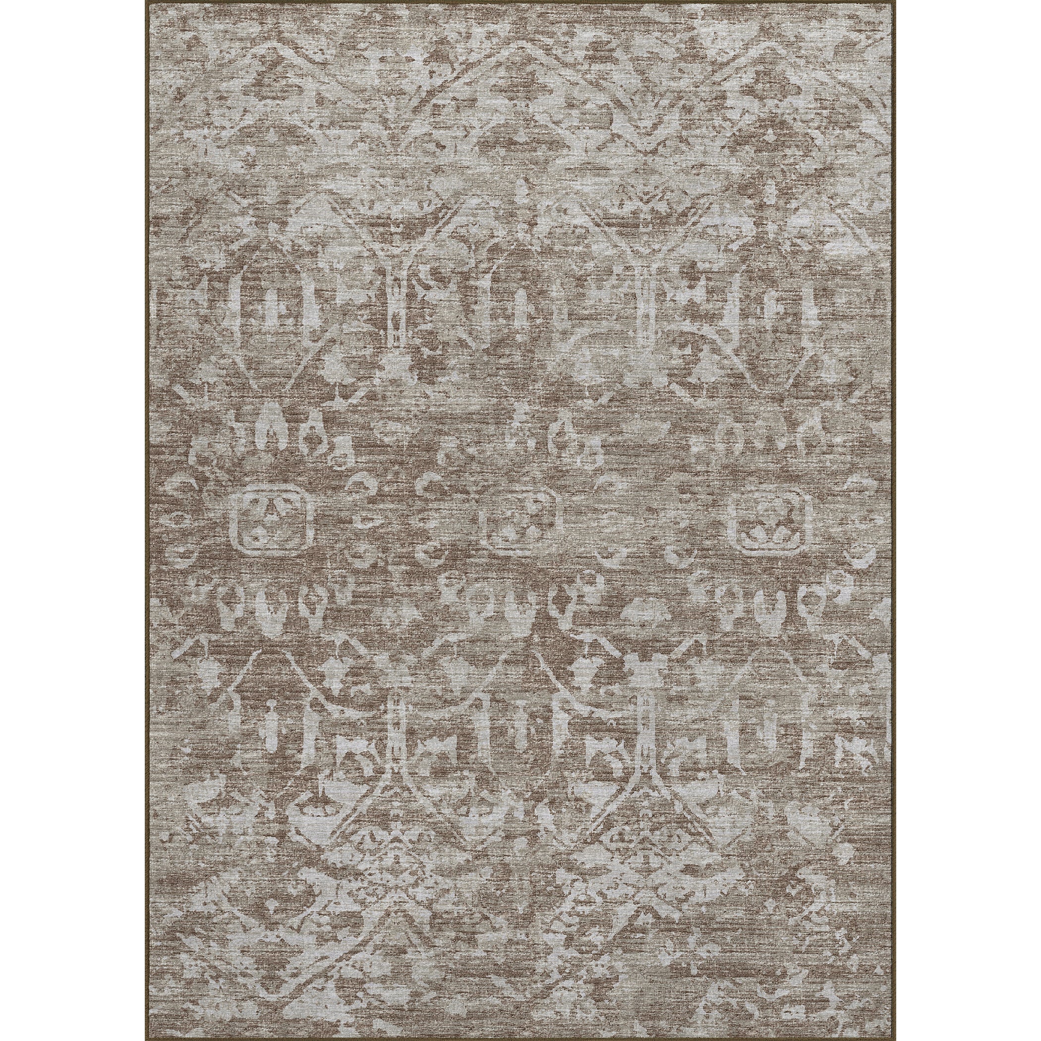 Luxury Machine Washable Indoor/Outdoor Traditional AB1 Mushroom Brown Rug 3' x 5' #shape_Rectangle
