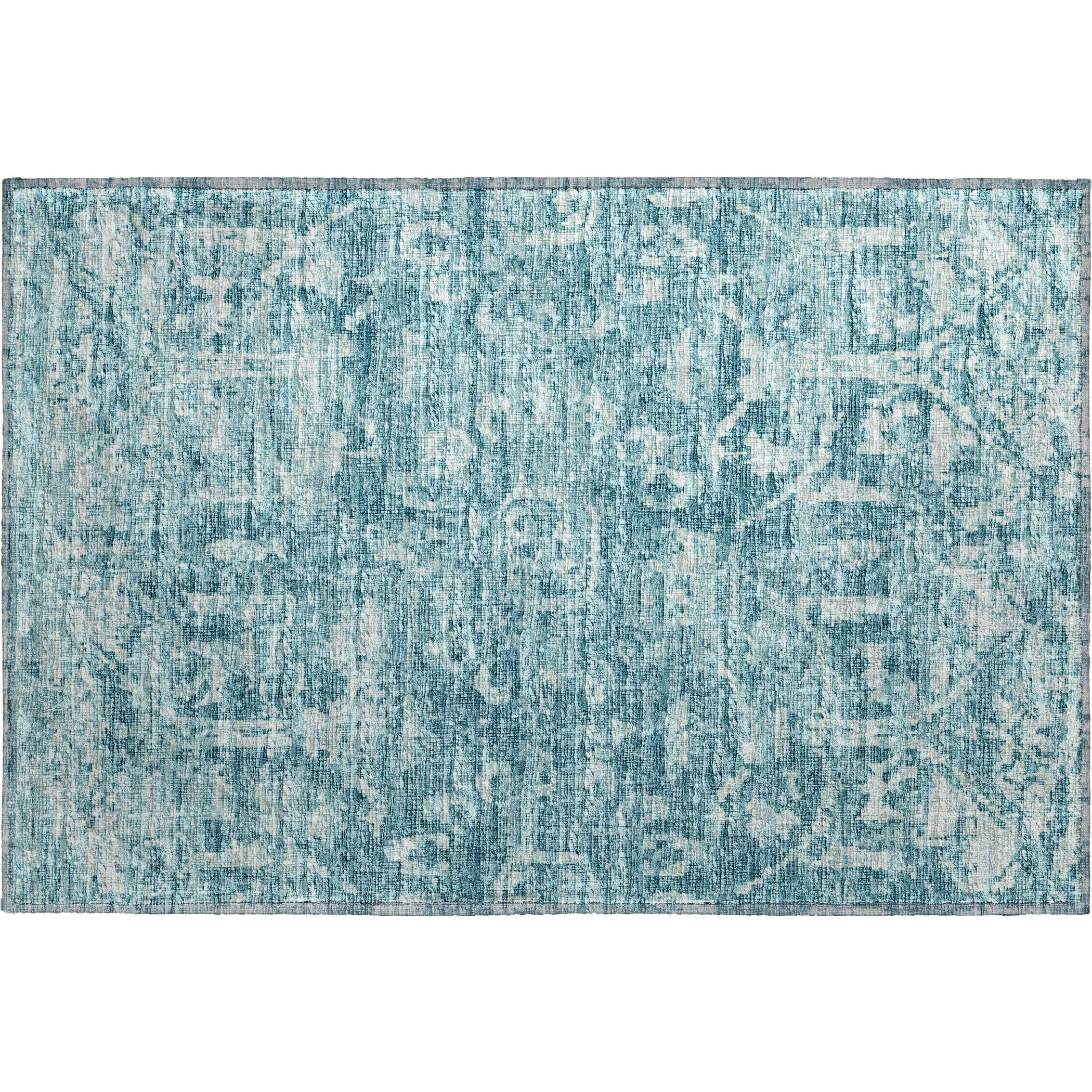Luxury Machine Washable Indoor/Outdoor Traditional AB1 Seaside Blue Rug 1'8" x 2'6" #shape_Rectangle