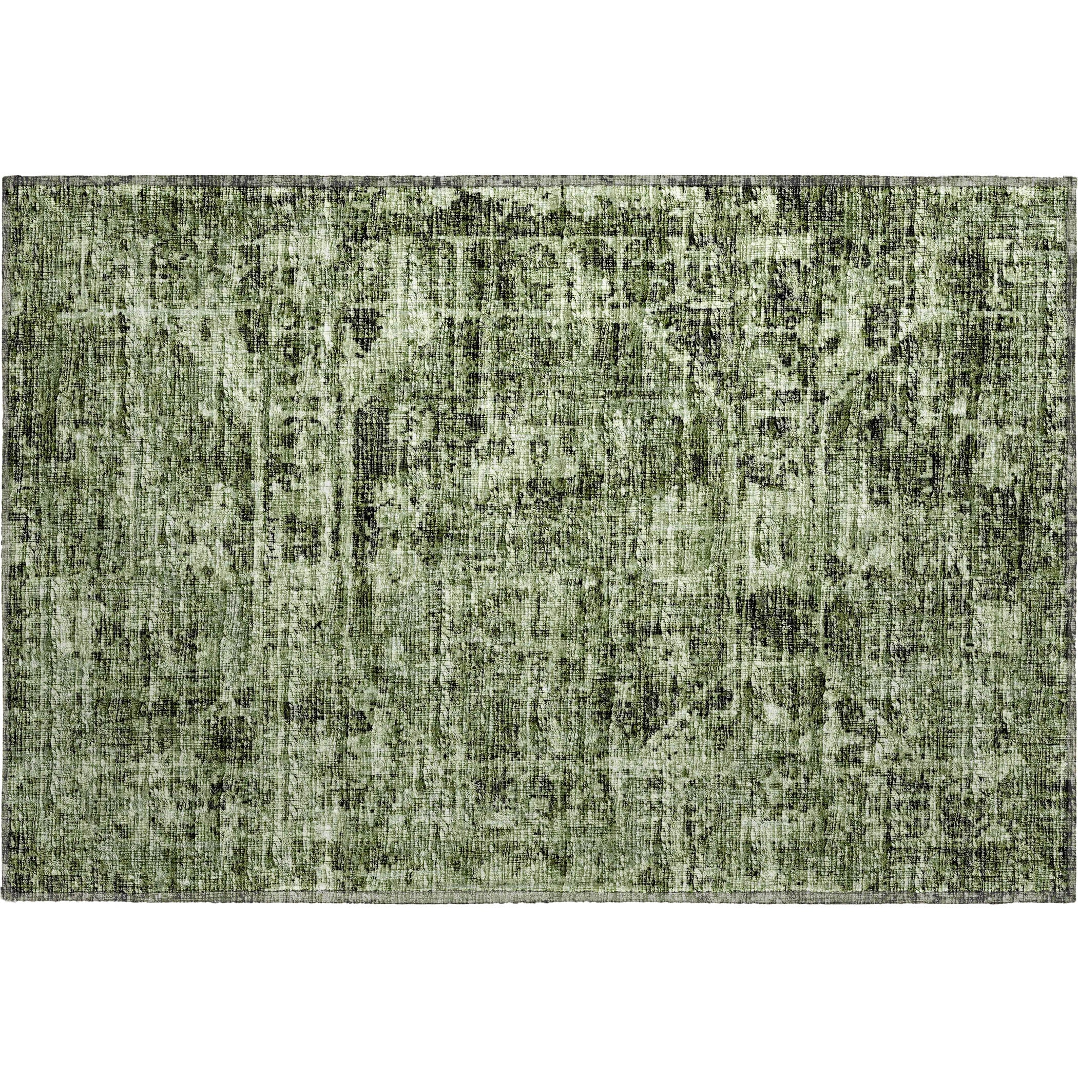 Luxury Machine Washable Indoor/Outdoor Traditional AB2 Cactus Green Rug 1'8" x 2'6" #shape_Rectangle