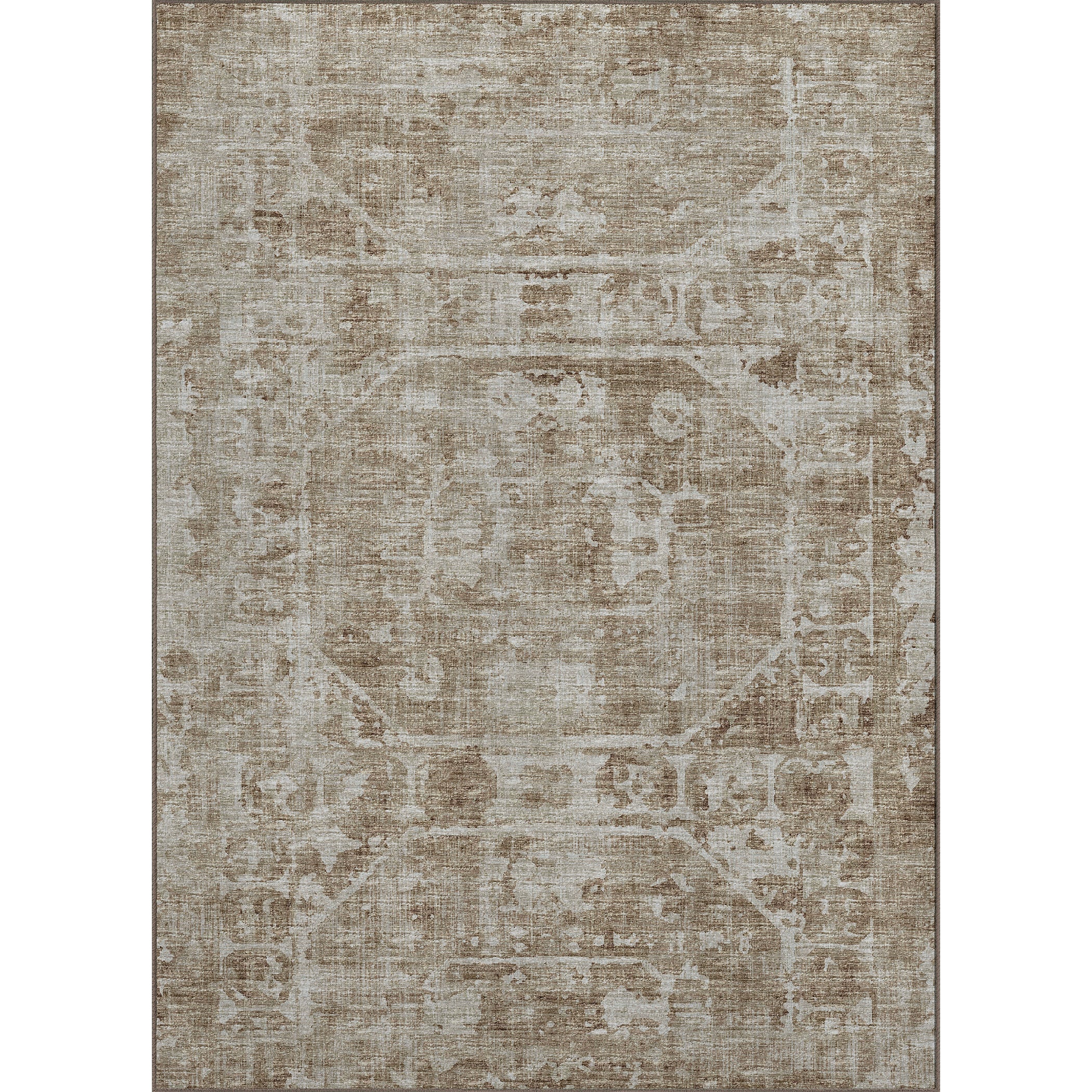 Luxury Machine Washable Indoor/Outdoor Traditional AB2 Driftwood Brown Rug 3' x 5' #shape_Rectangle