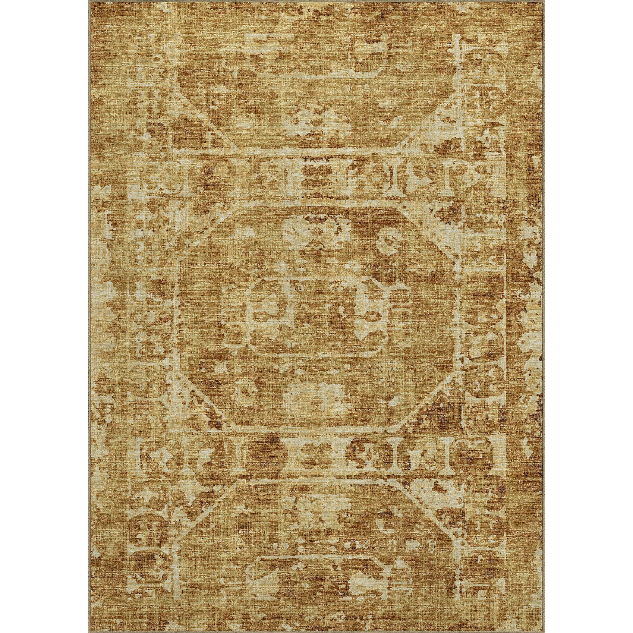 Luxury Machine Washable Indoor/Outdoor Traditional AB2 Gold Rug 3' x 5' #shape_Rectangle