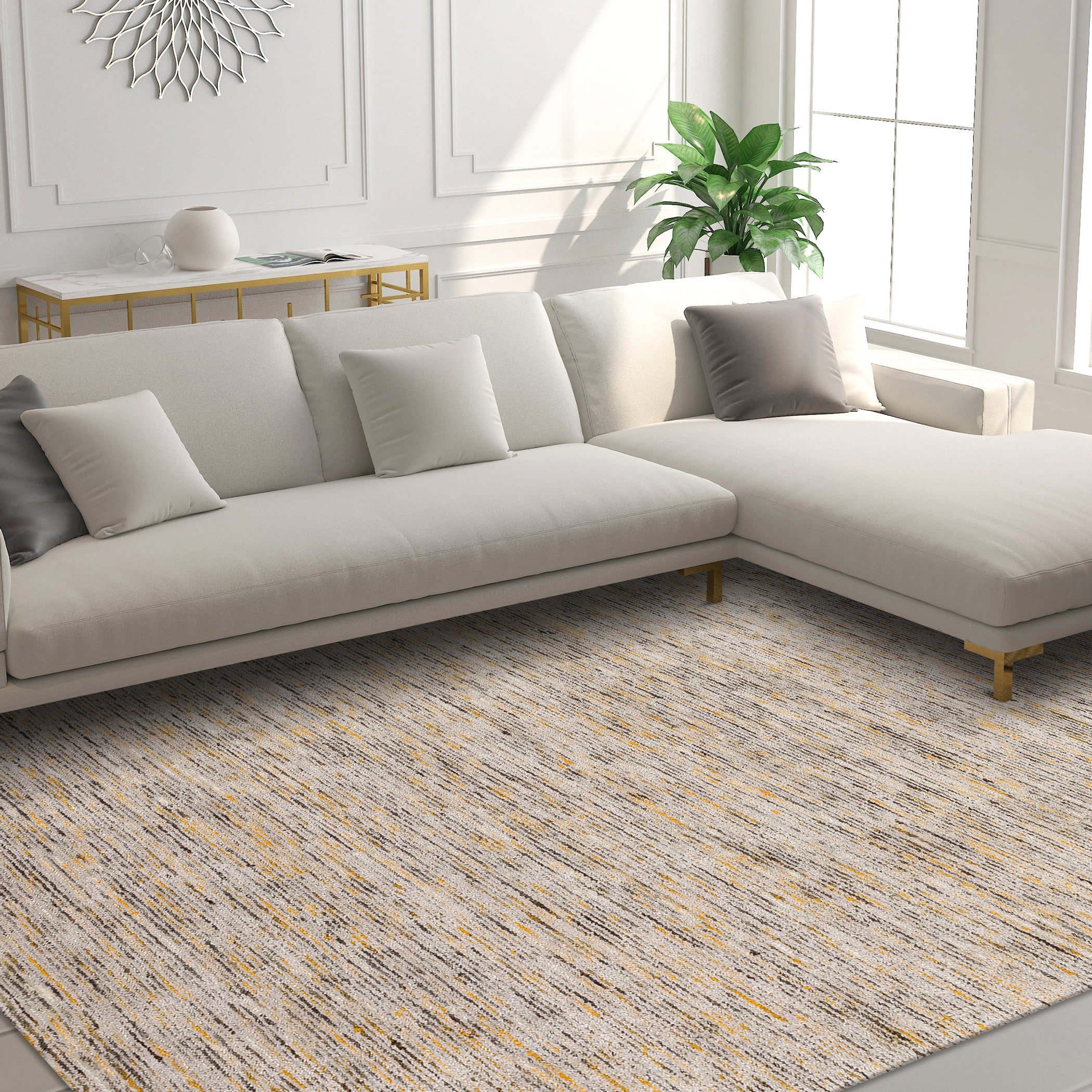 Transitional AC1 Wildflower Gold Wool Rug 2' x 3' #shape_Rectangle