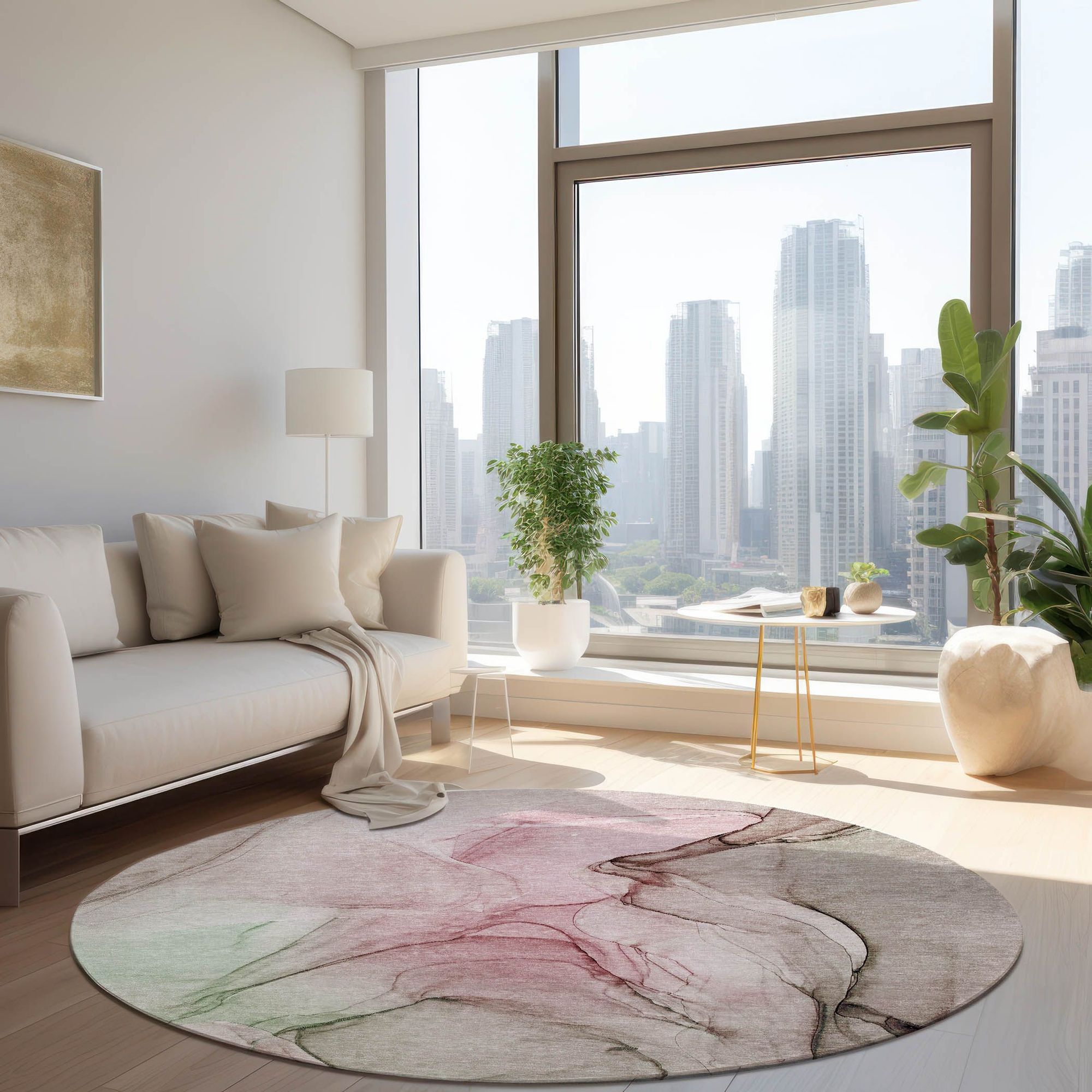 Machine Made ACN502 Blush Pink Rugs 