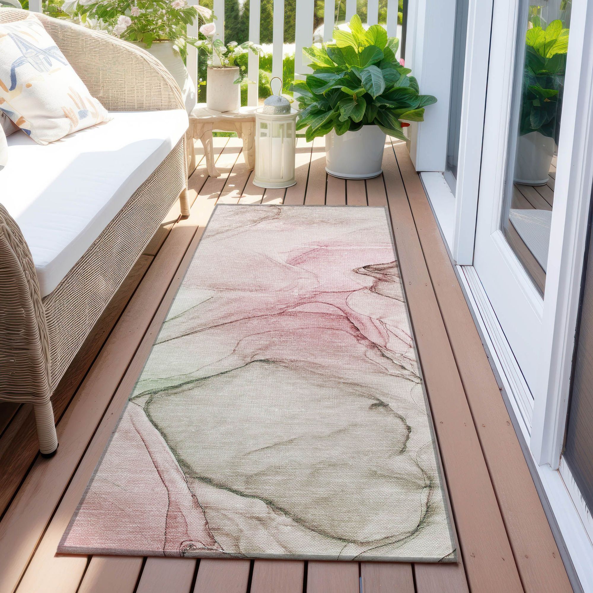 Machine Made ACN502 Blush Pink Rugs 