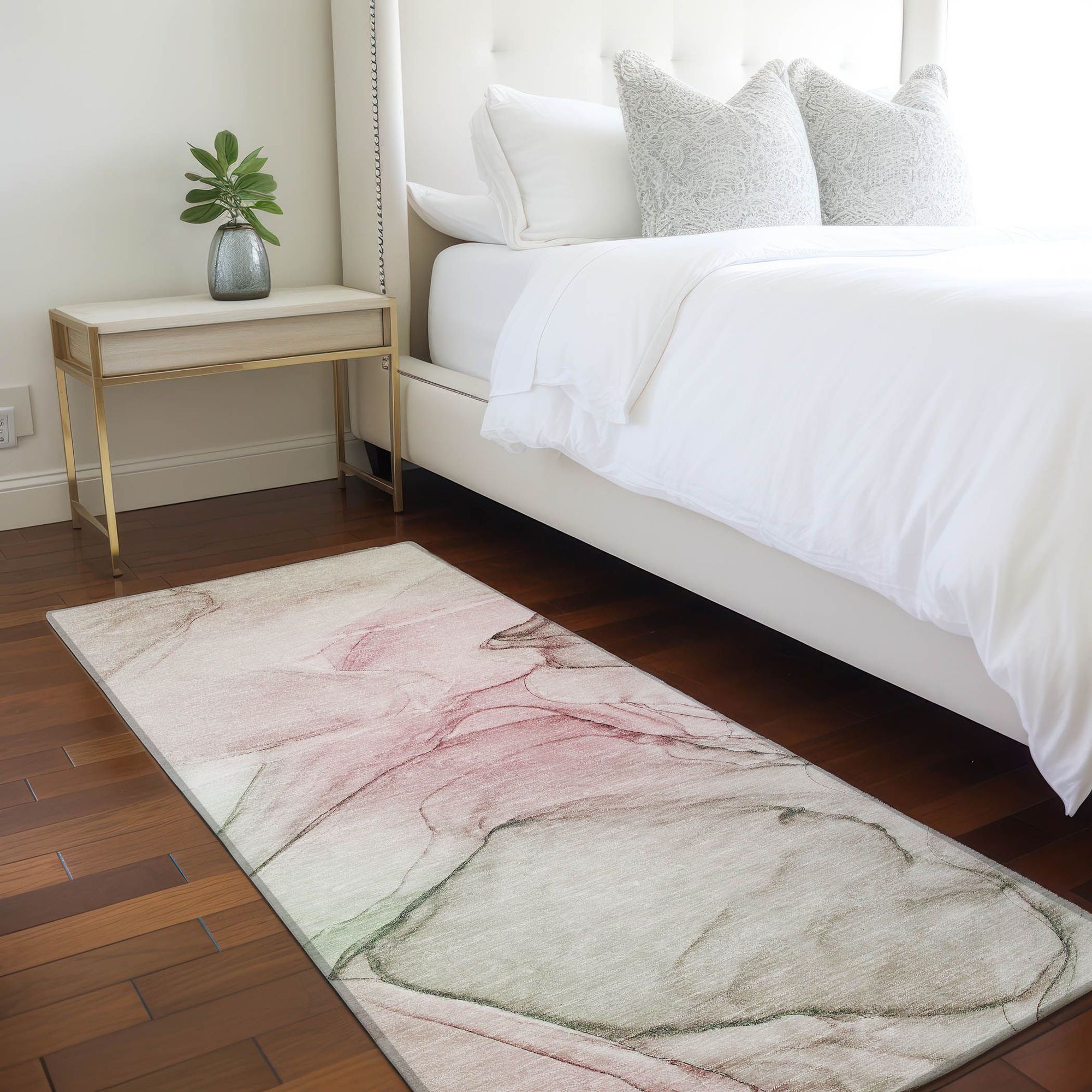 Machine Made ACN502 Blush Pink Rugs 