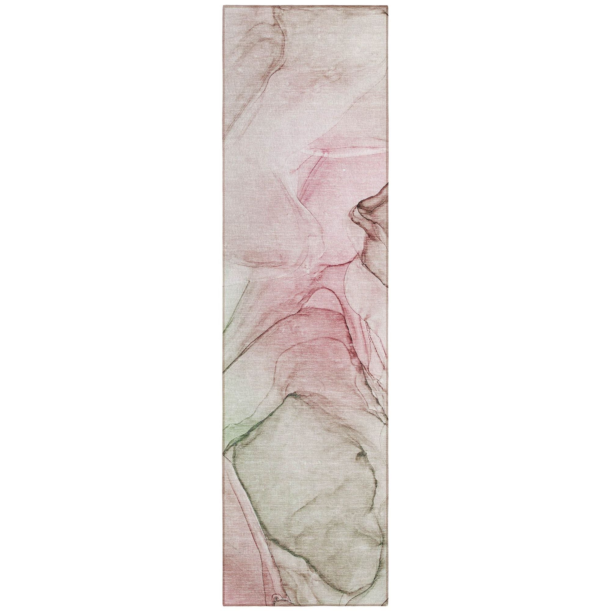 Machine Washable Blush Pink Rug - Indoor / Outdoor - Kids / Pet Friendly Watercolors Print Rug