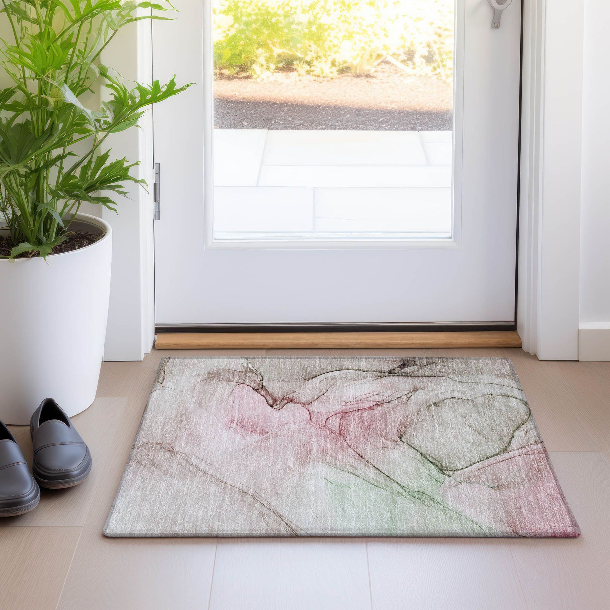 Machine Made ACN502 Blush Pink Rugs 