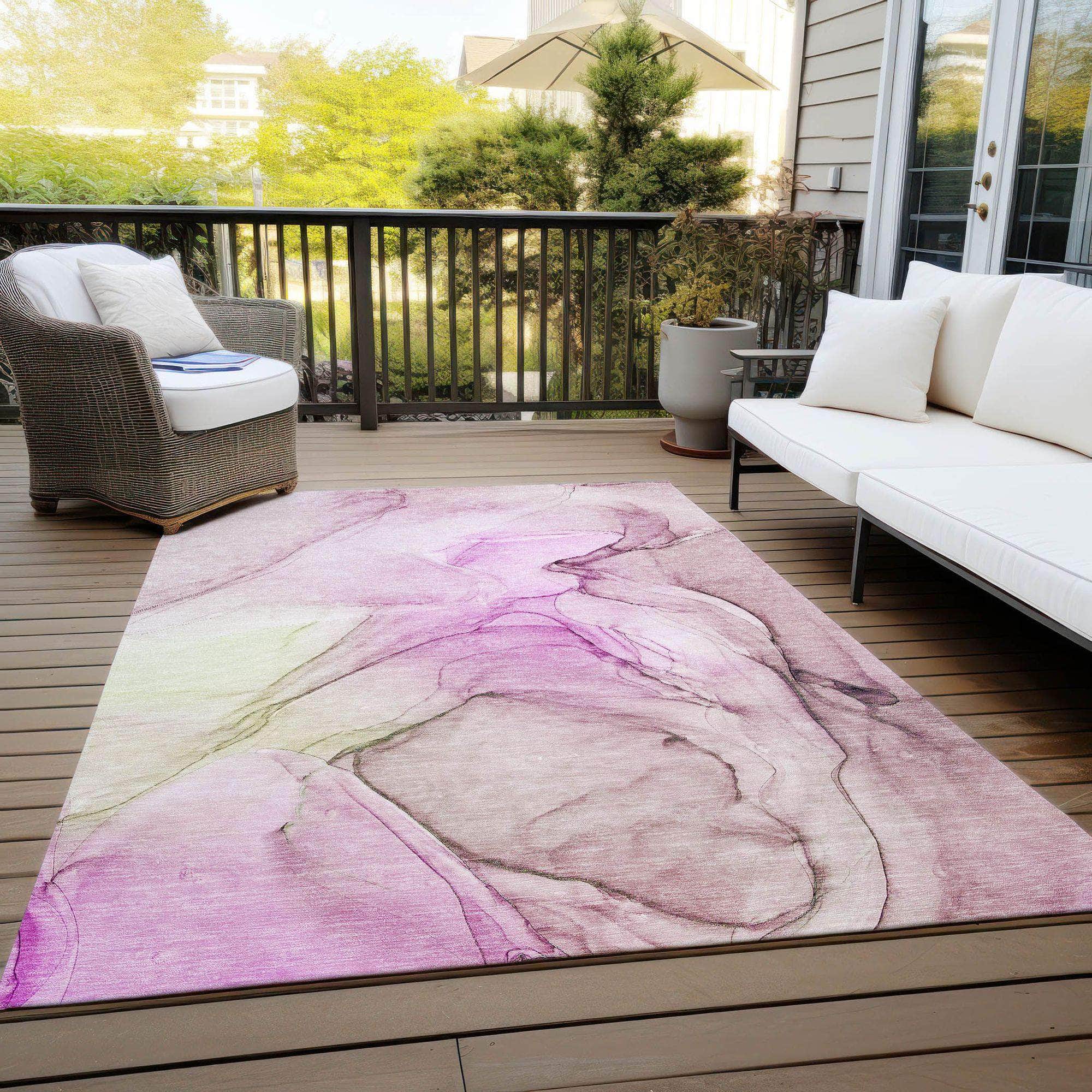 Machine Made ACN502 Pink  Rugs 