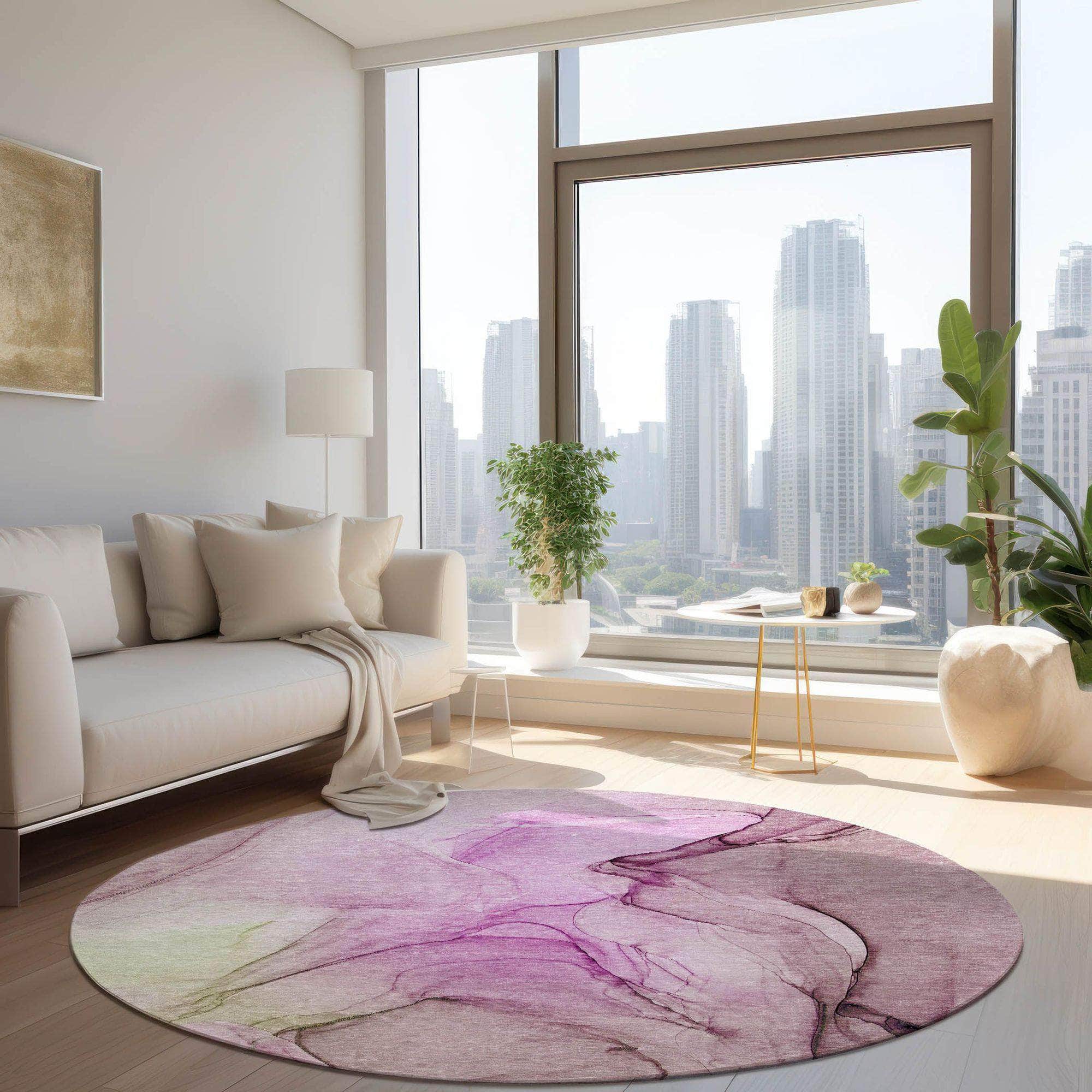 Machine Made ACN502 Pink  Rugs 
