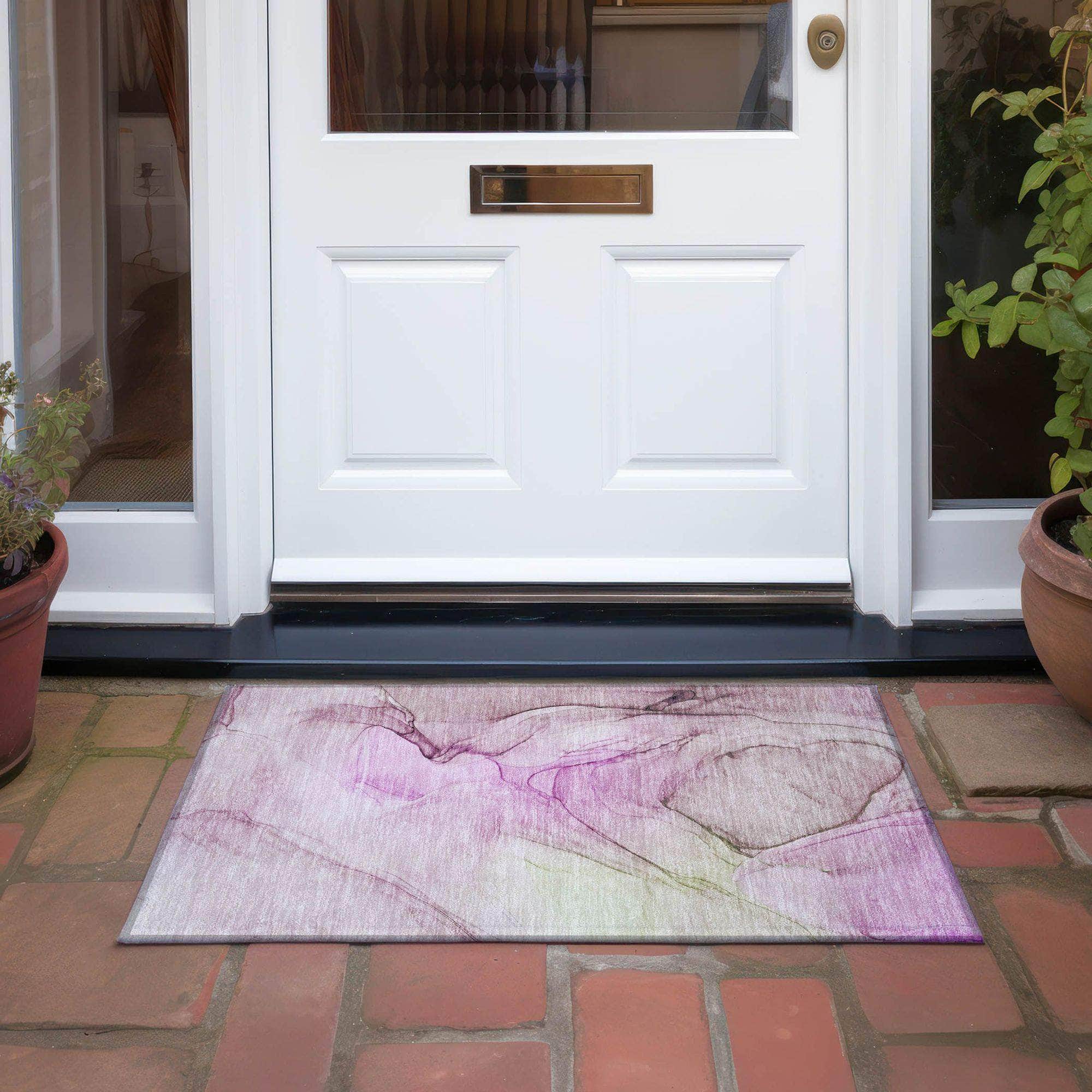 Machine Made ACN502 Pink  Rugs 