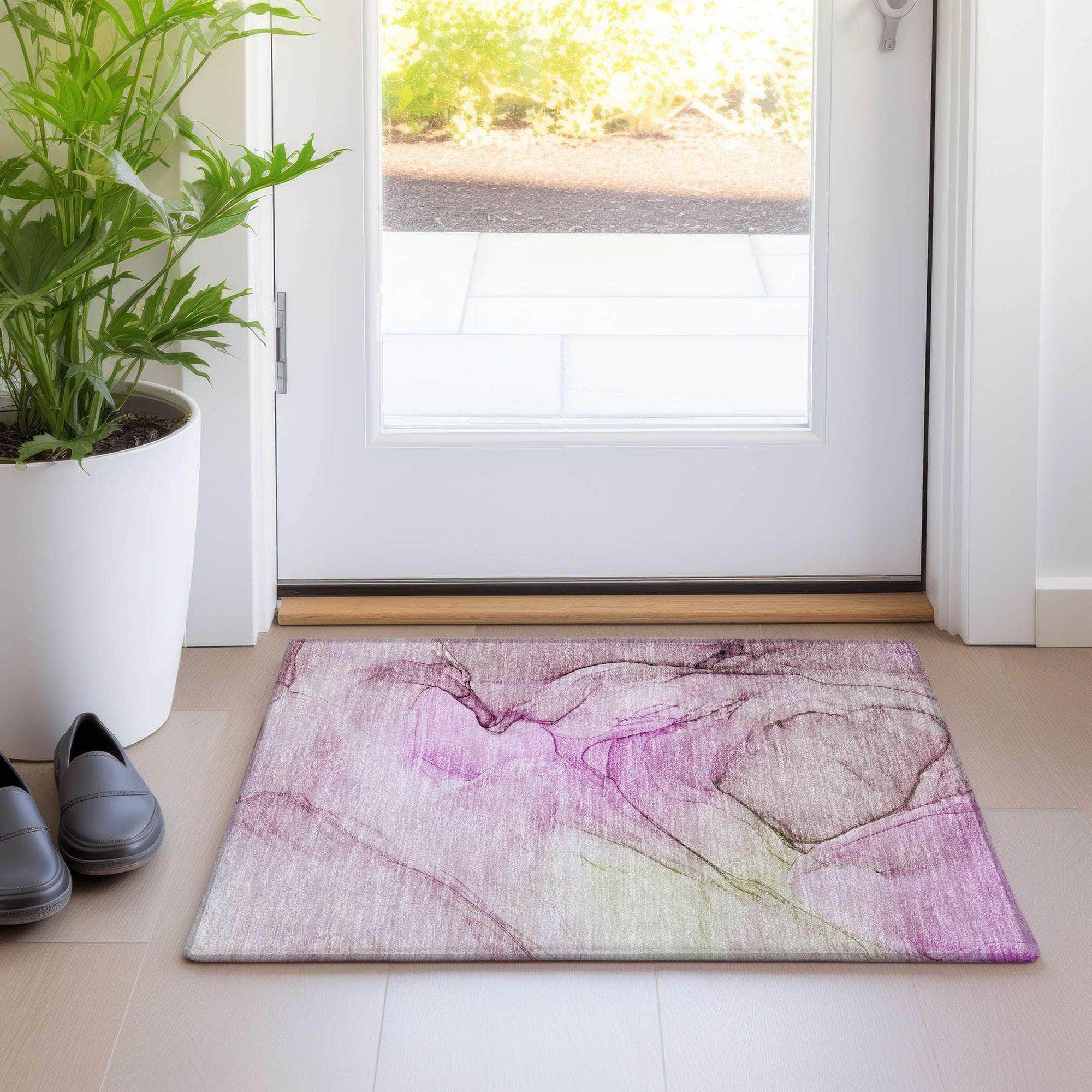 Machine Made ACN502 Pink  Rugs 