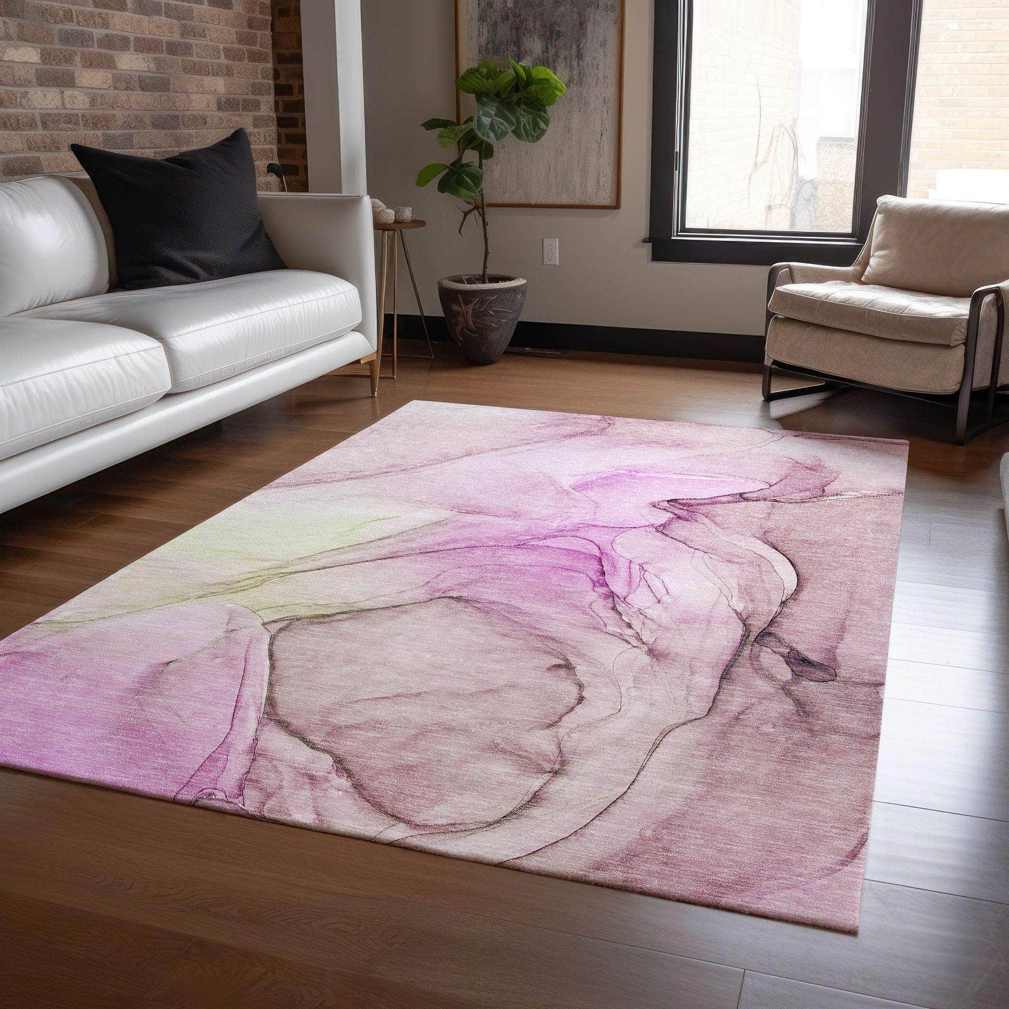 Machine Made ACN502 Pink  Rugs 
