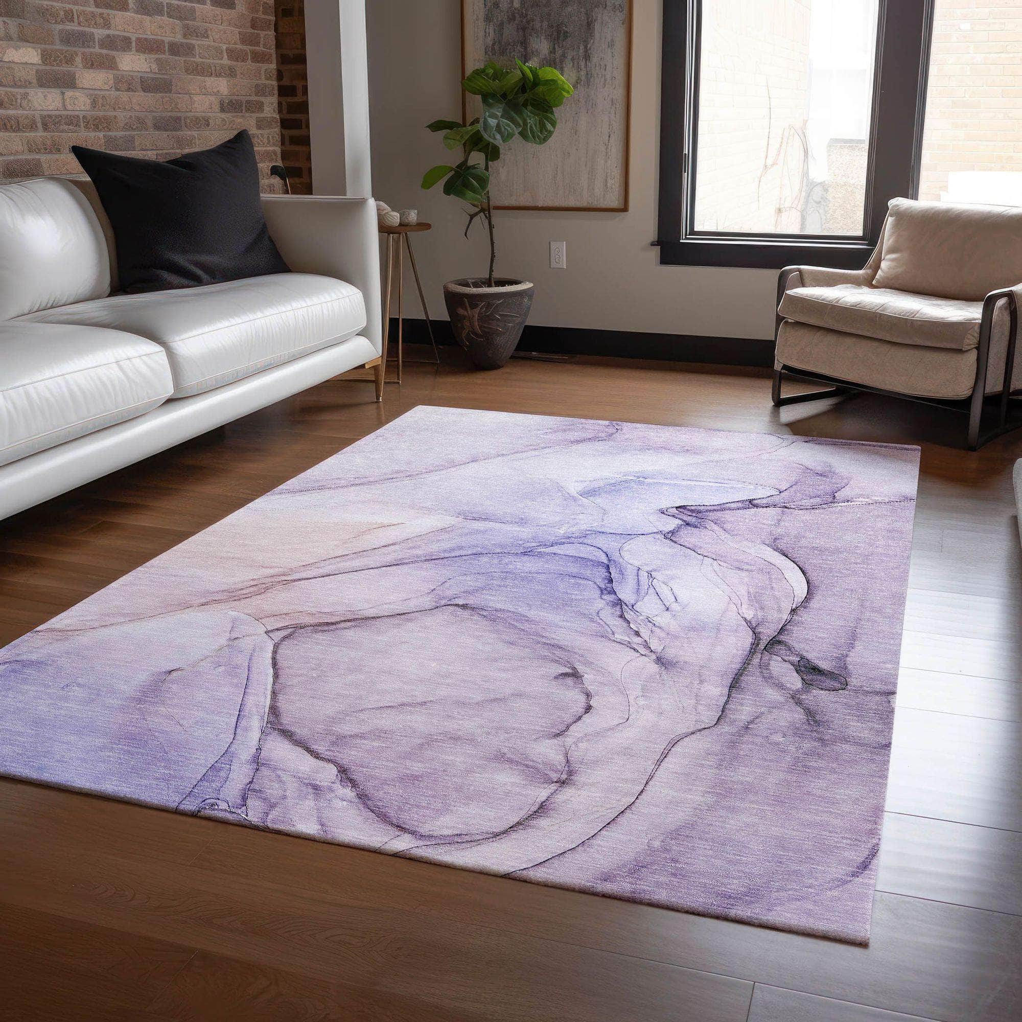 Machine Made ACN502 Purple  Rugs 