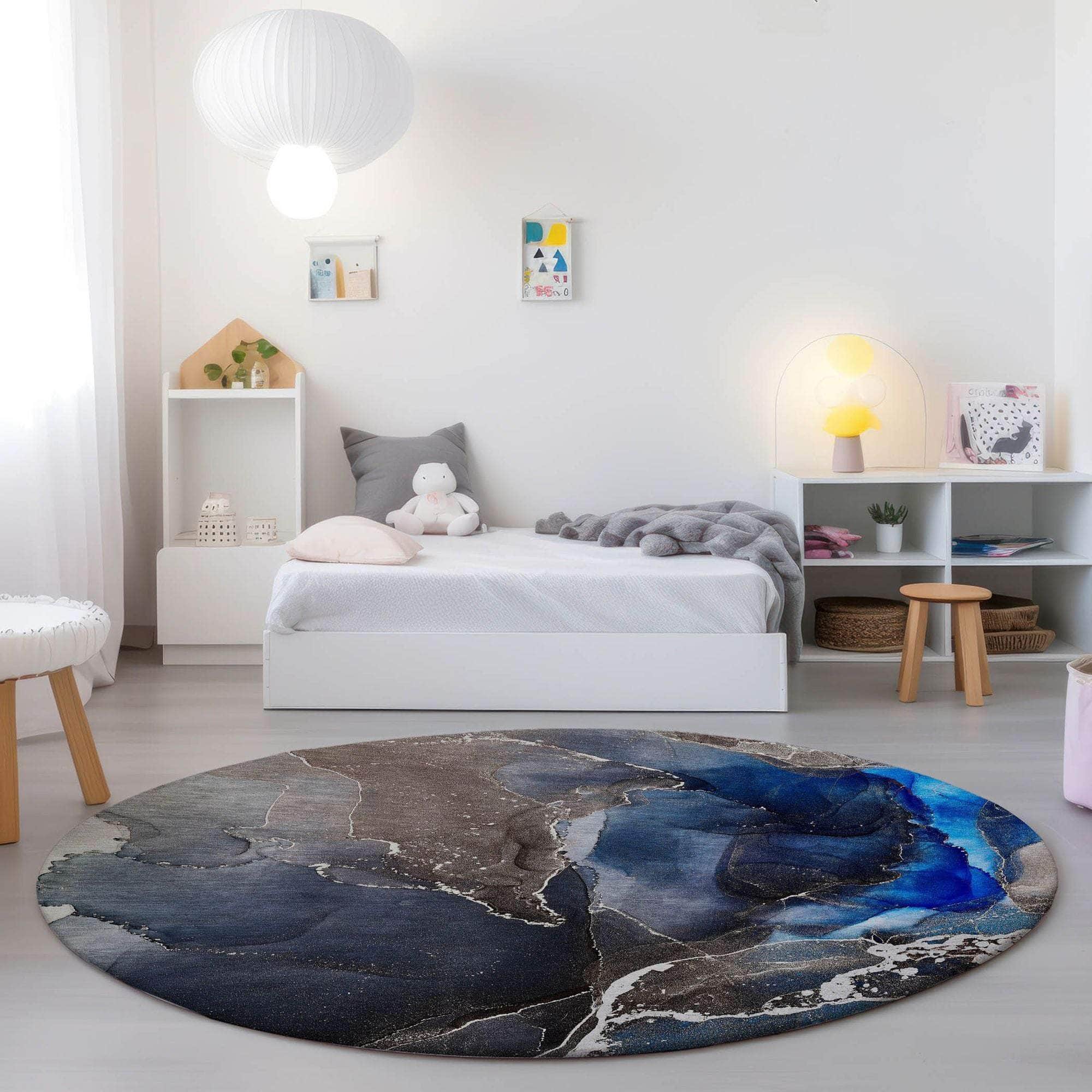 Machine Made ACN503 Navy Blue Rugs 