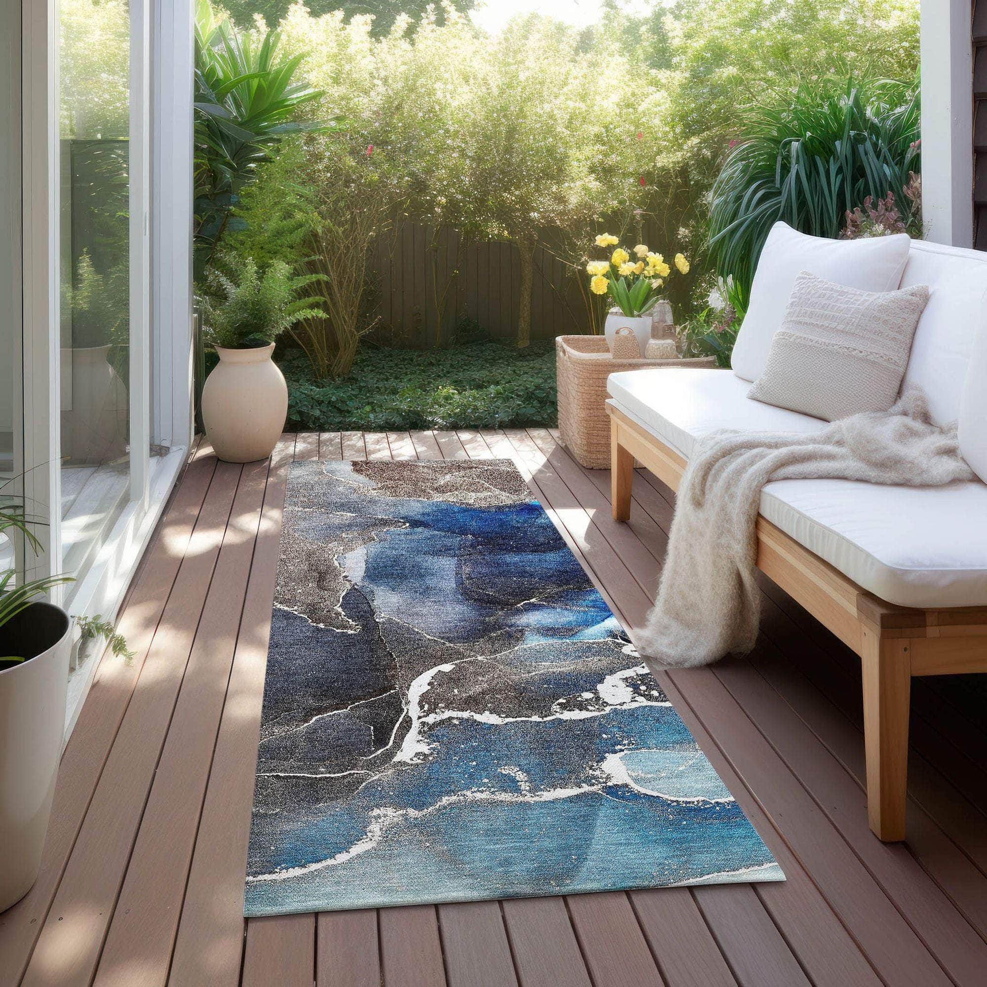 Machine Made ACN503 Navy Blue Rugs 