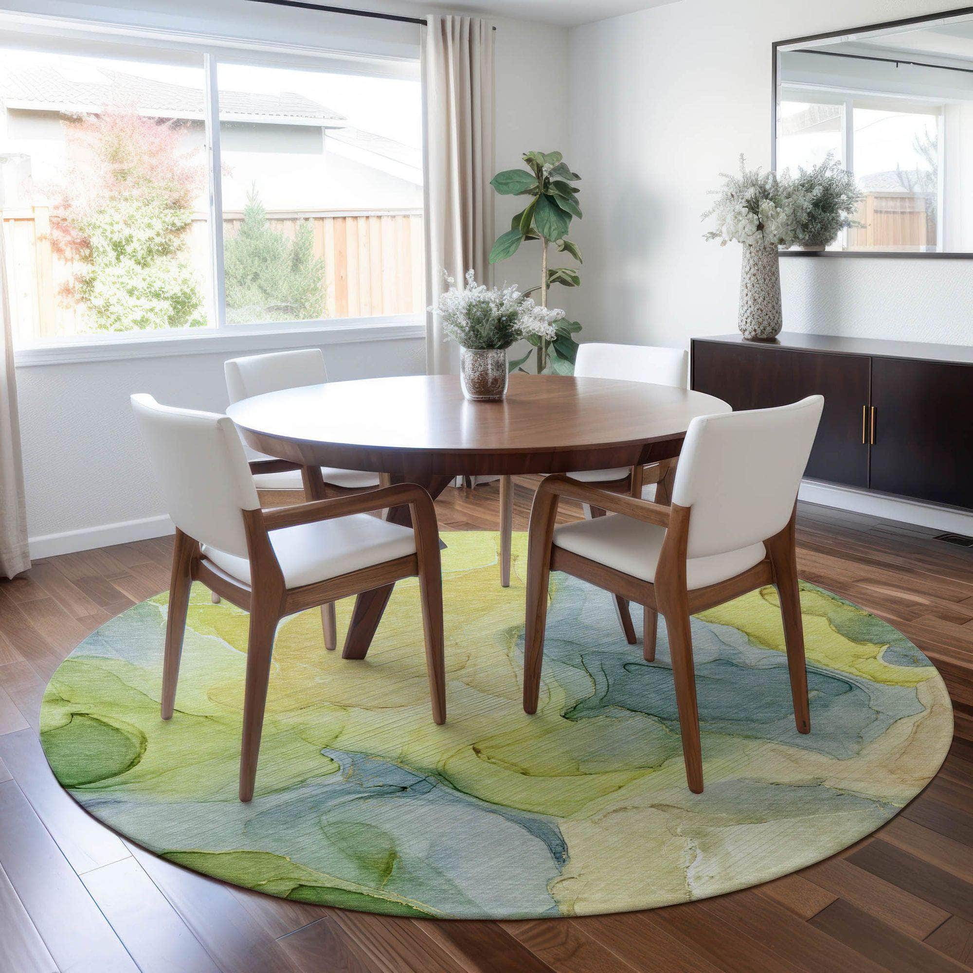 Machine Made ACN504 Yellow Gold Rugs 