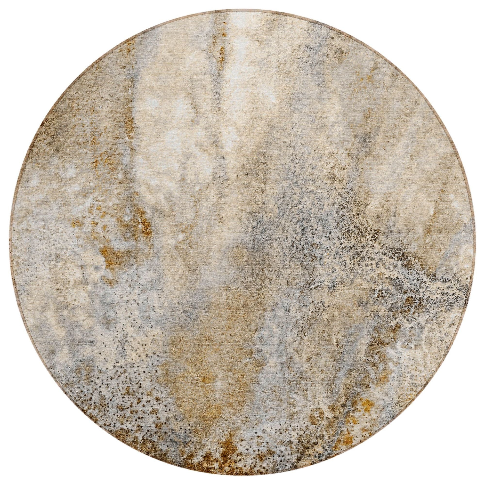 Machine Washable Brown Rug - Indoor / Outdoor - Kids / Pet Friendly Watercolors Print Rug