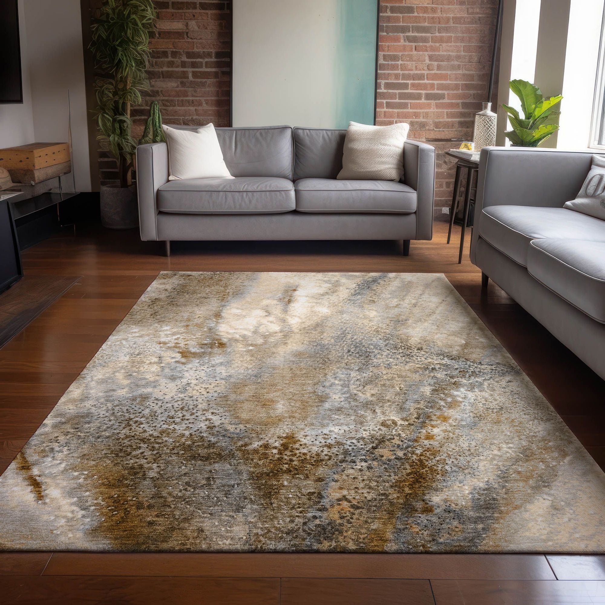 Machine Made ACN505 Brown  Rugs 
