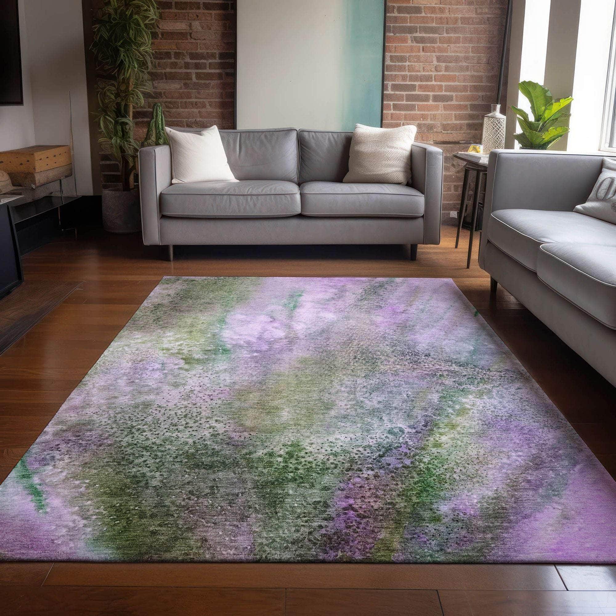 Machine Made ACN505 Purple  Rugs 