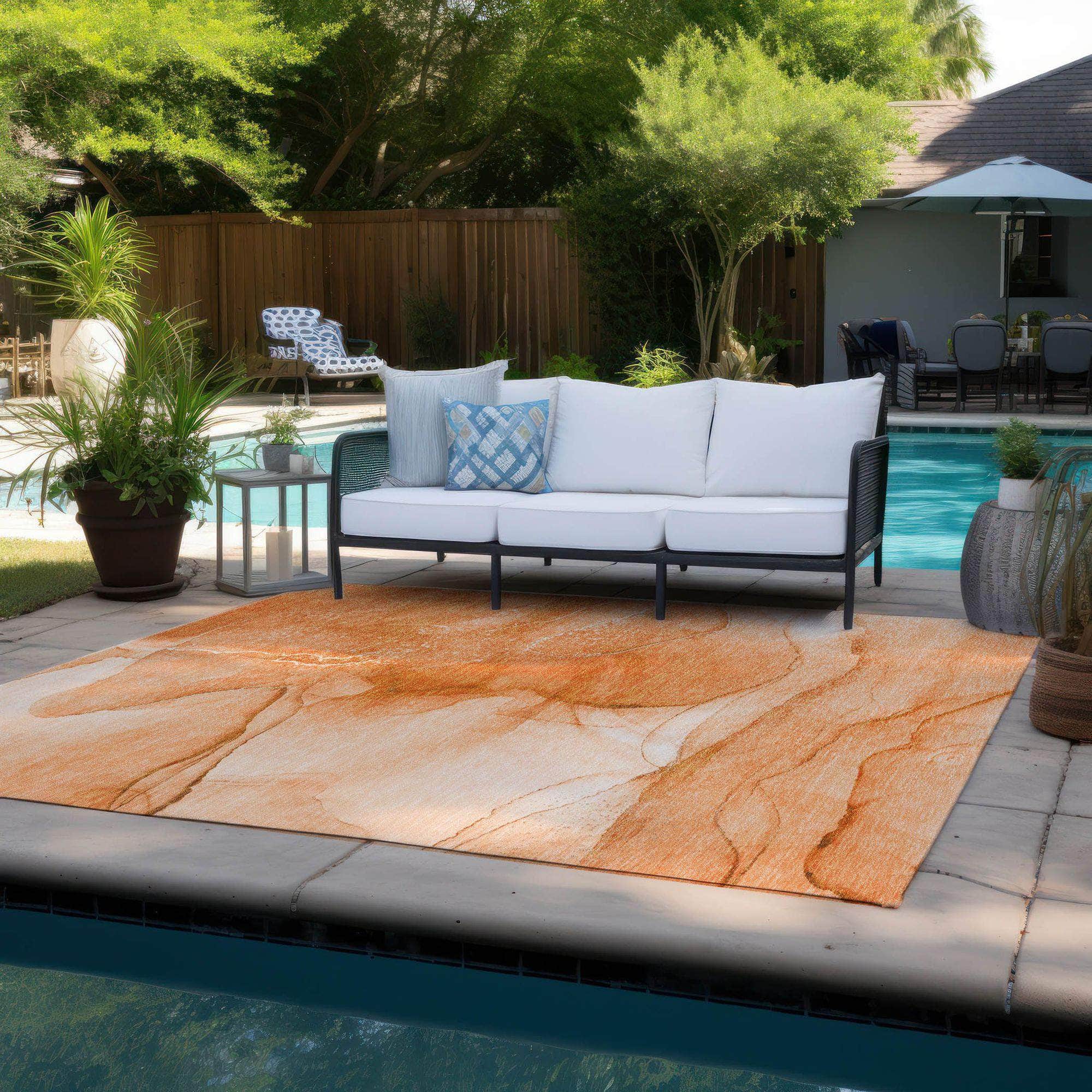 Machine Made ACN507 Orange  Rugs 