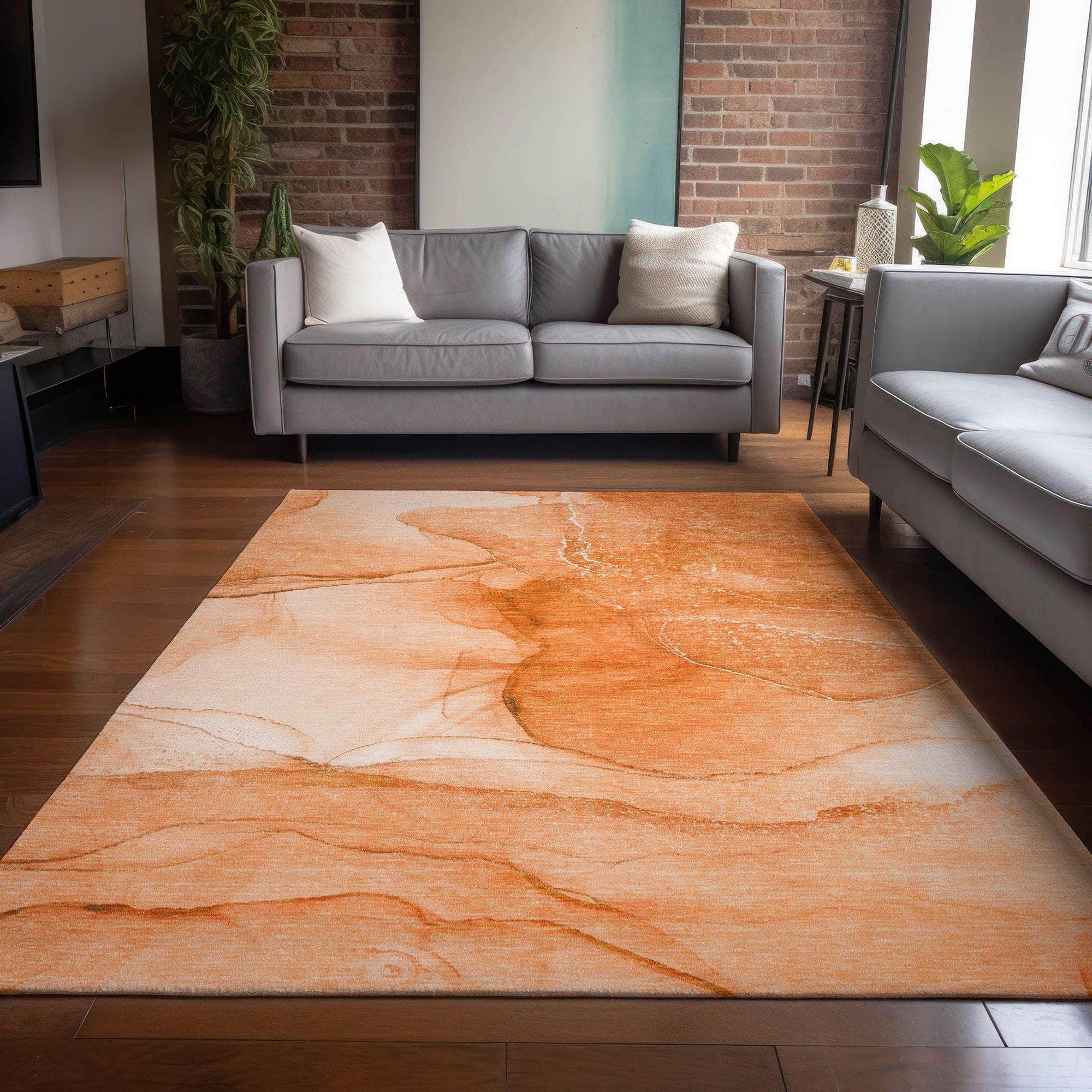 Machine Made ACN507 Orange  Rugs 