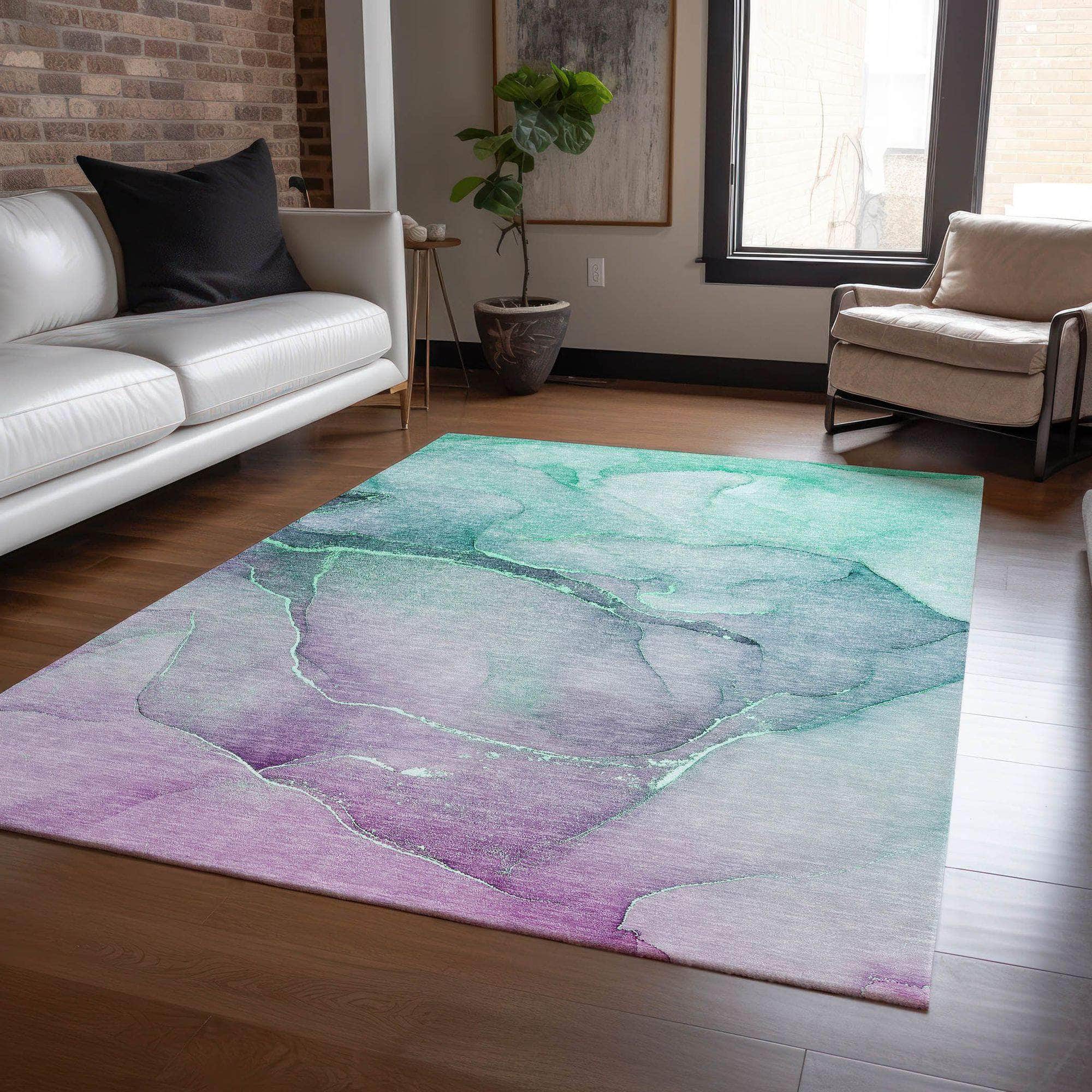 Machine Made ACN508 Aloe Green Rugs 