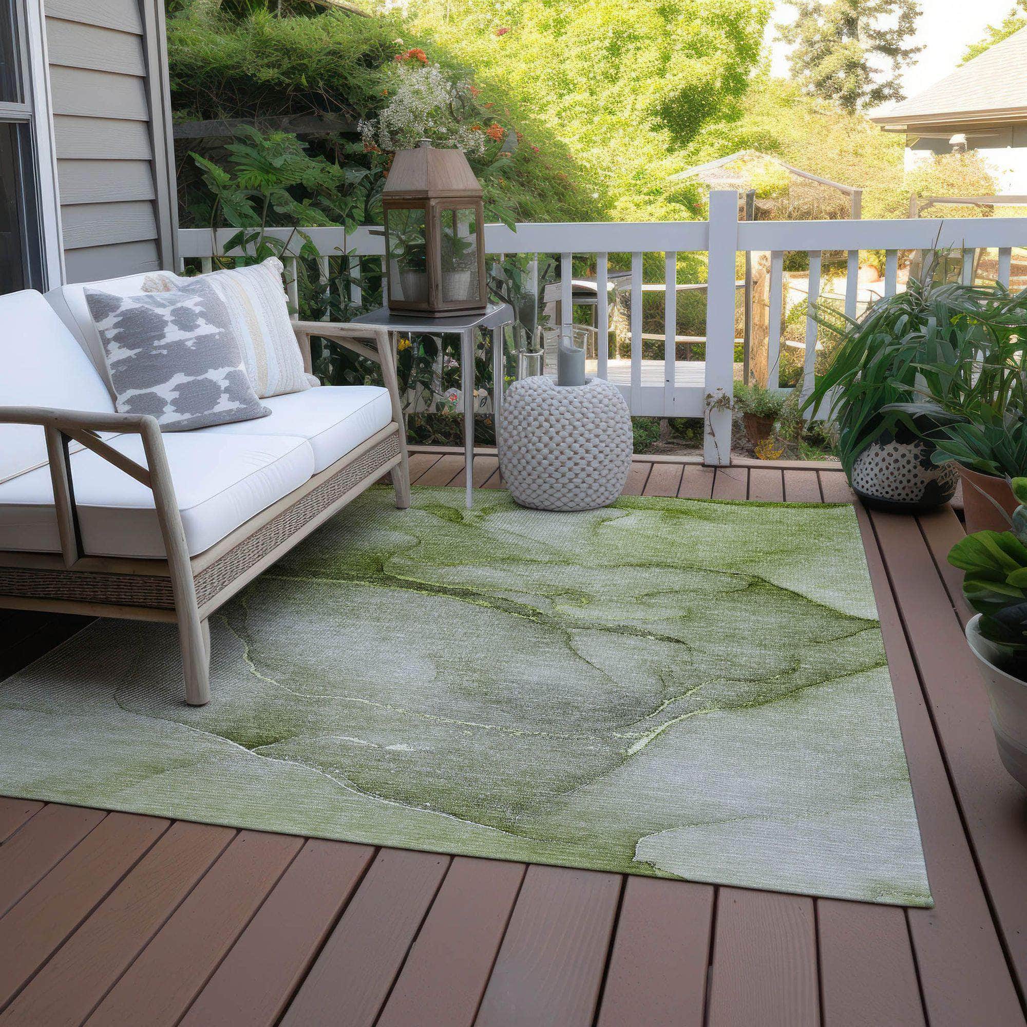 Machine Made ACN508 Olive Green Rugs 