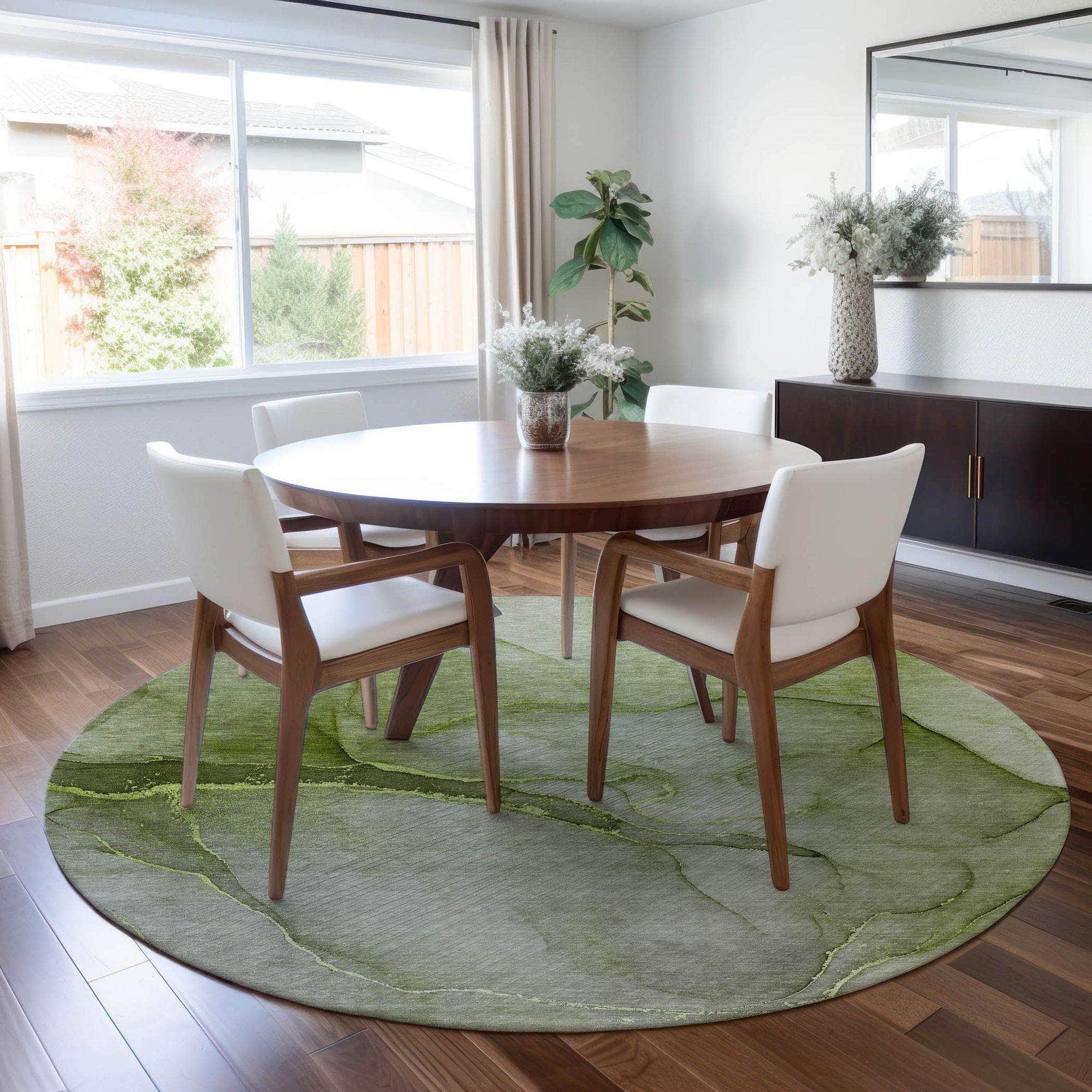 Machine Made ACN508 Olive Green Rugs 