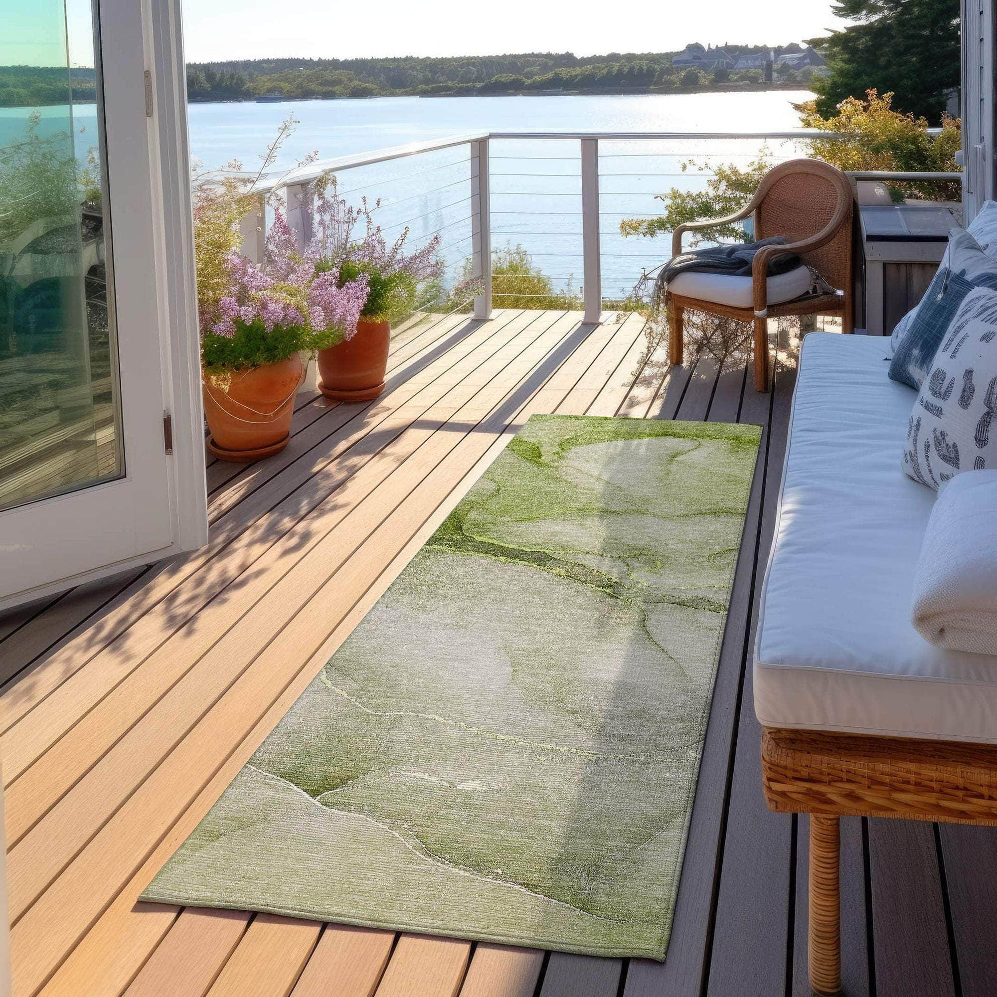 Machine Made ACN508 Olive Green Rugs 