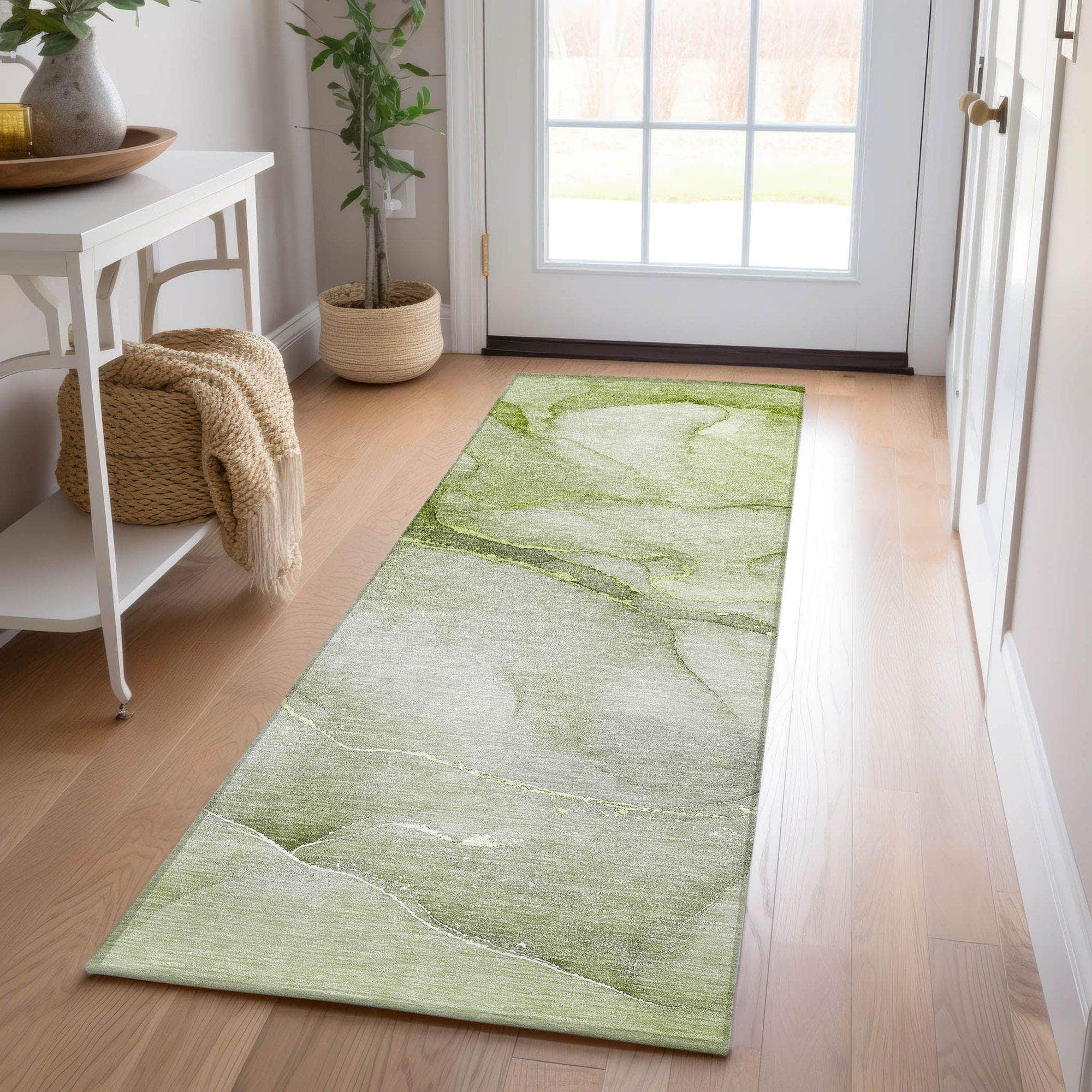 Machine Made ACN508 Olive Green Rugs 