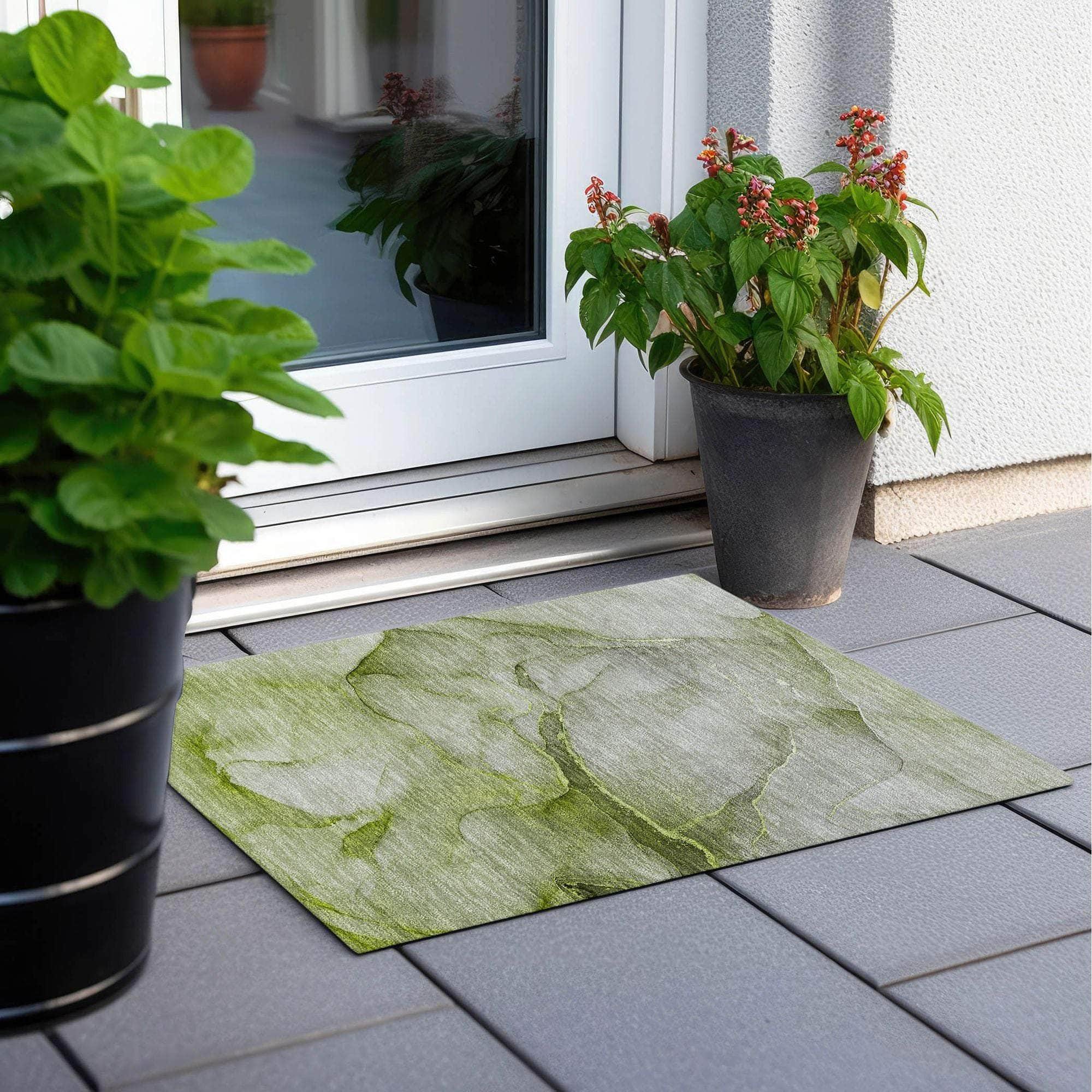 Machine Made ACN508 Olive Green Rugs 