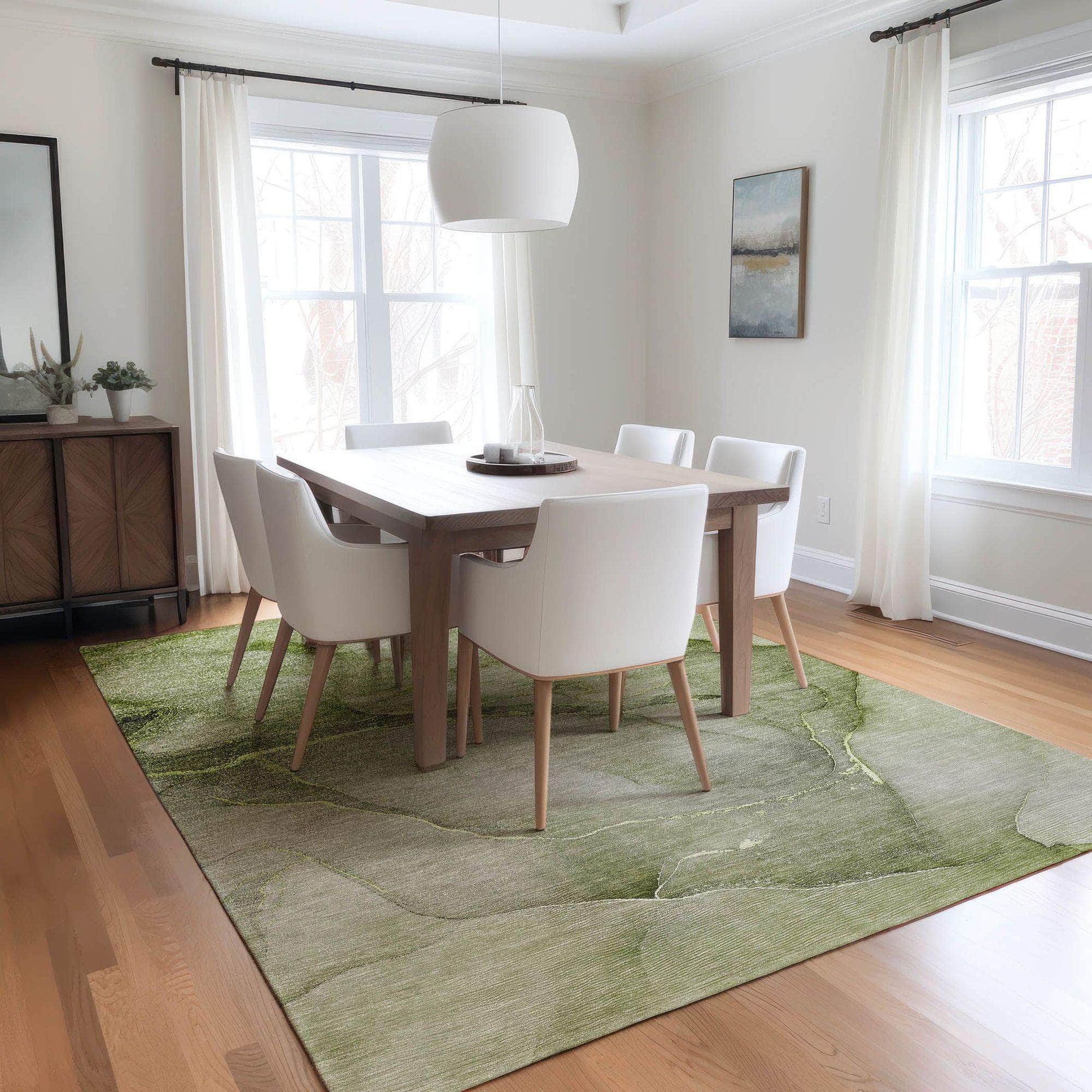 Machine Made ACN508 Olive Green Rugs 