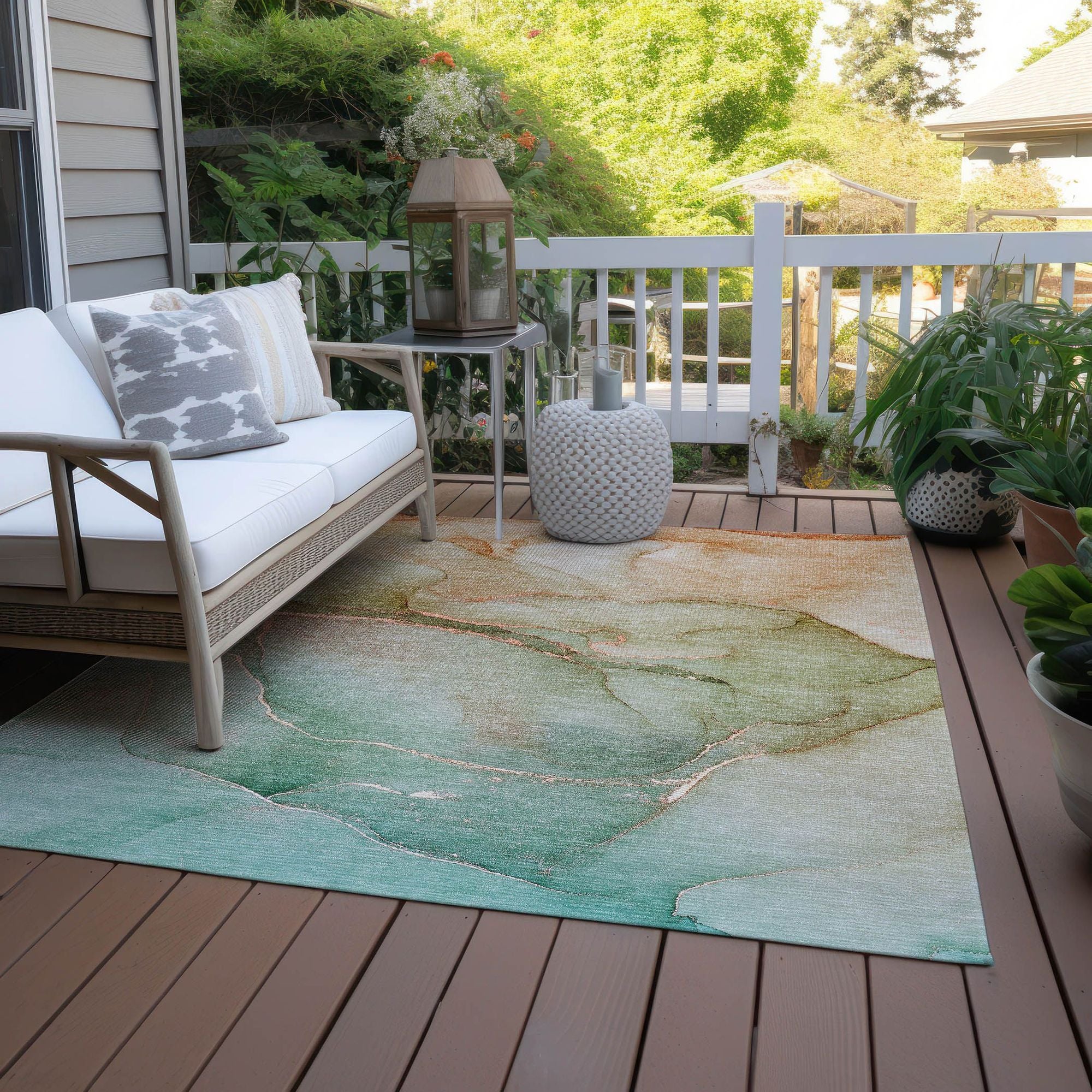 Machine Made ACN508 Teal  Rugs 