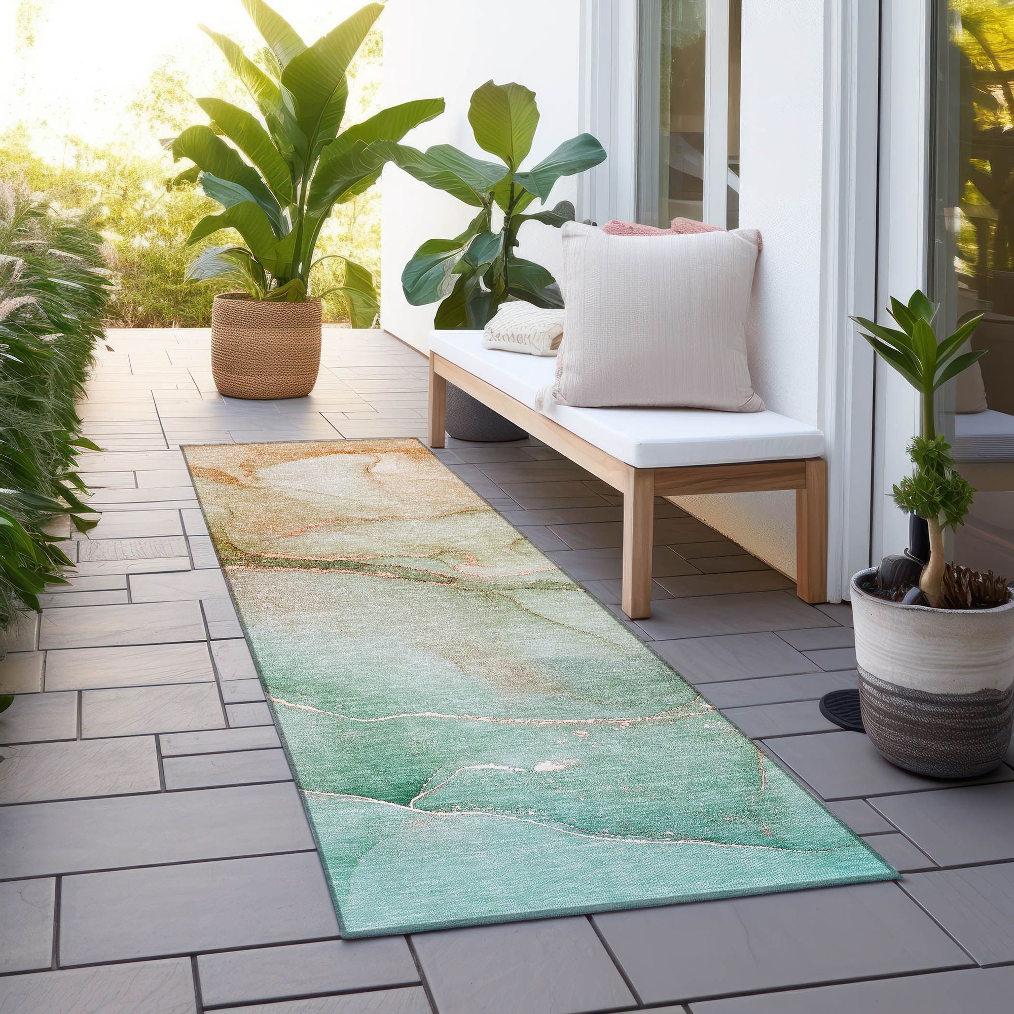 Machine Made ACN508 Teal  Rugs 