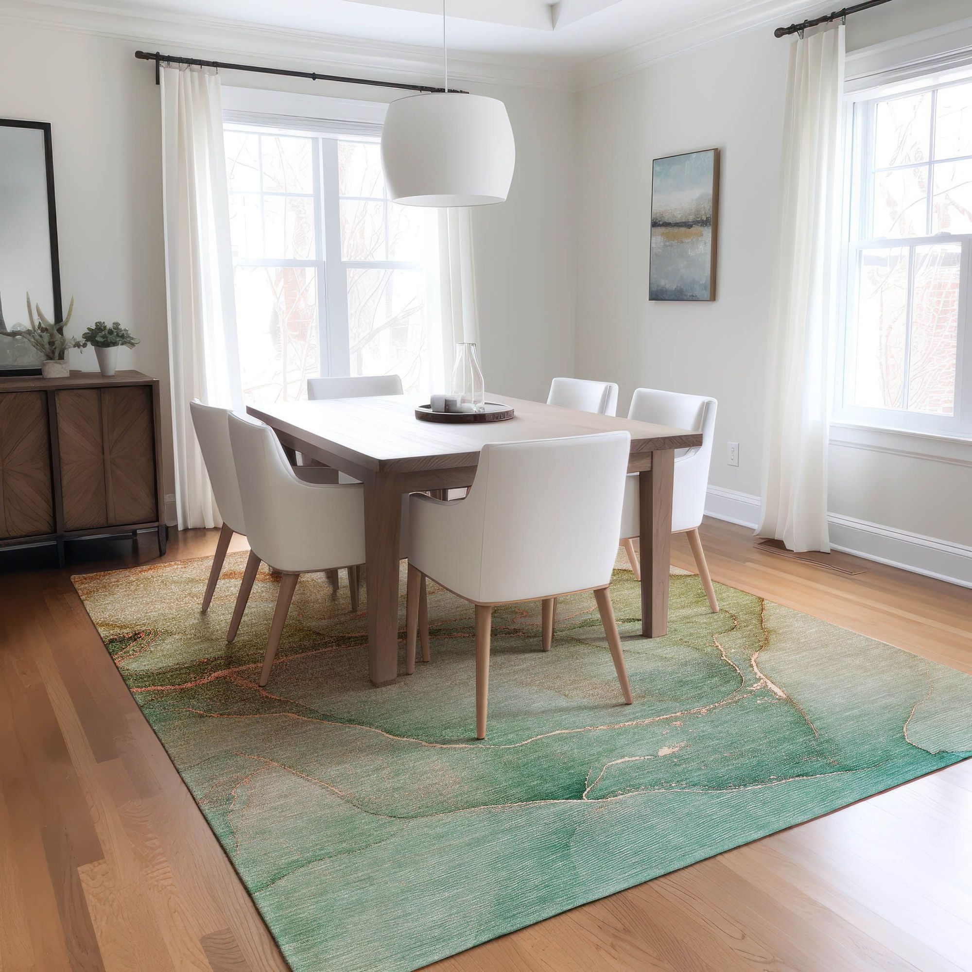 Machine Made ACN508 Teal  Rugs 