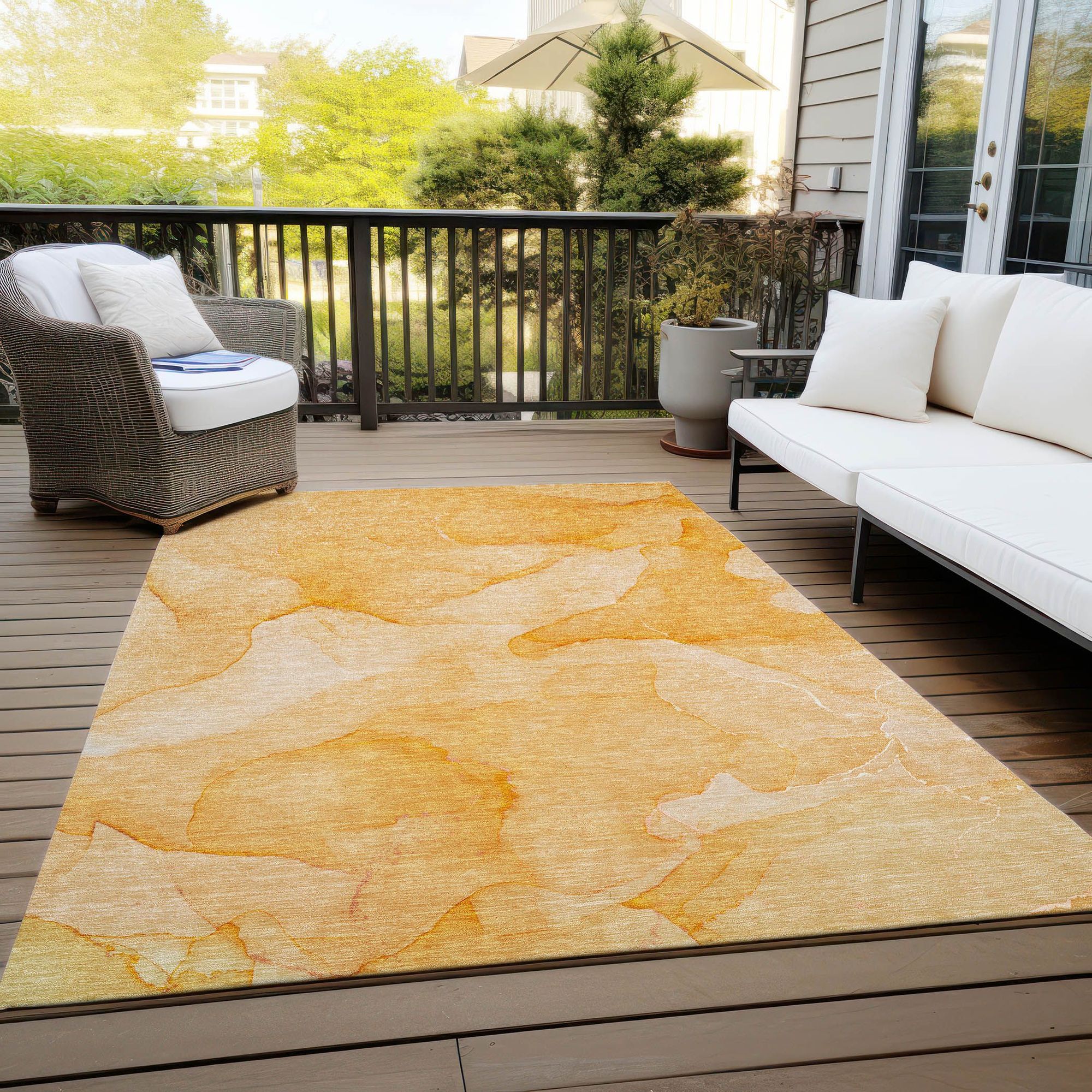 Machine Made ACN509 Orange  Rugs 