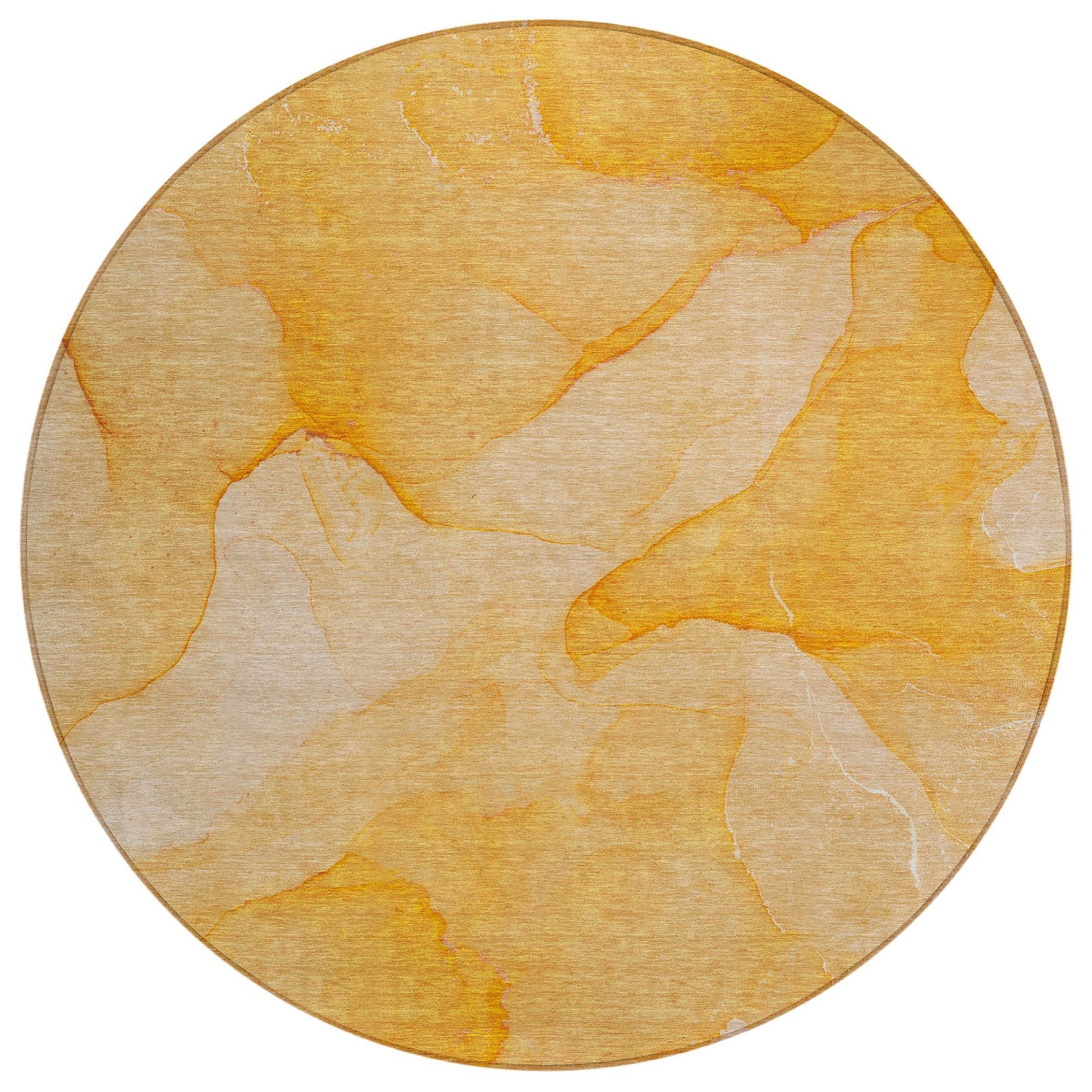 Machine Washable Orange Rug - Indoor / Outdoor - Kids / Pet Friendly Watercolors Print Rug