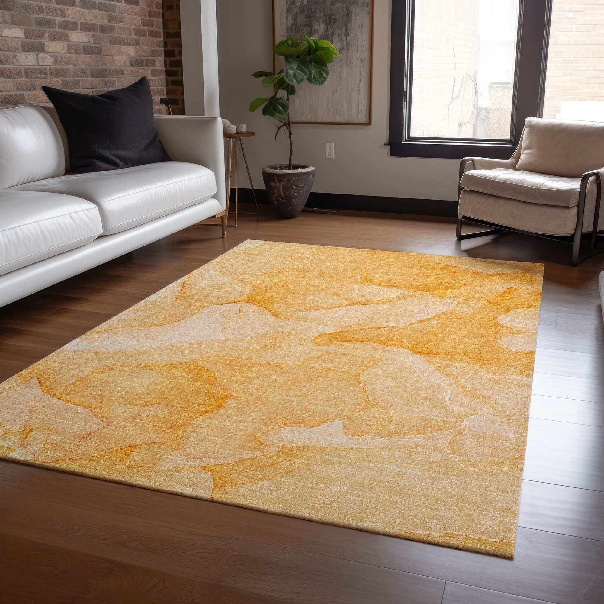 Machine Made ACN509 Orange  Rugs 