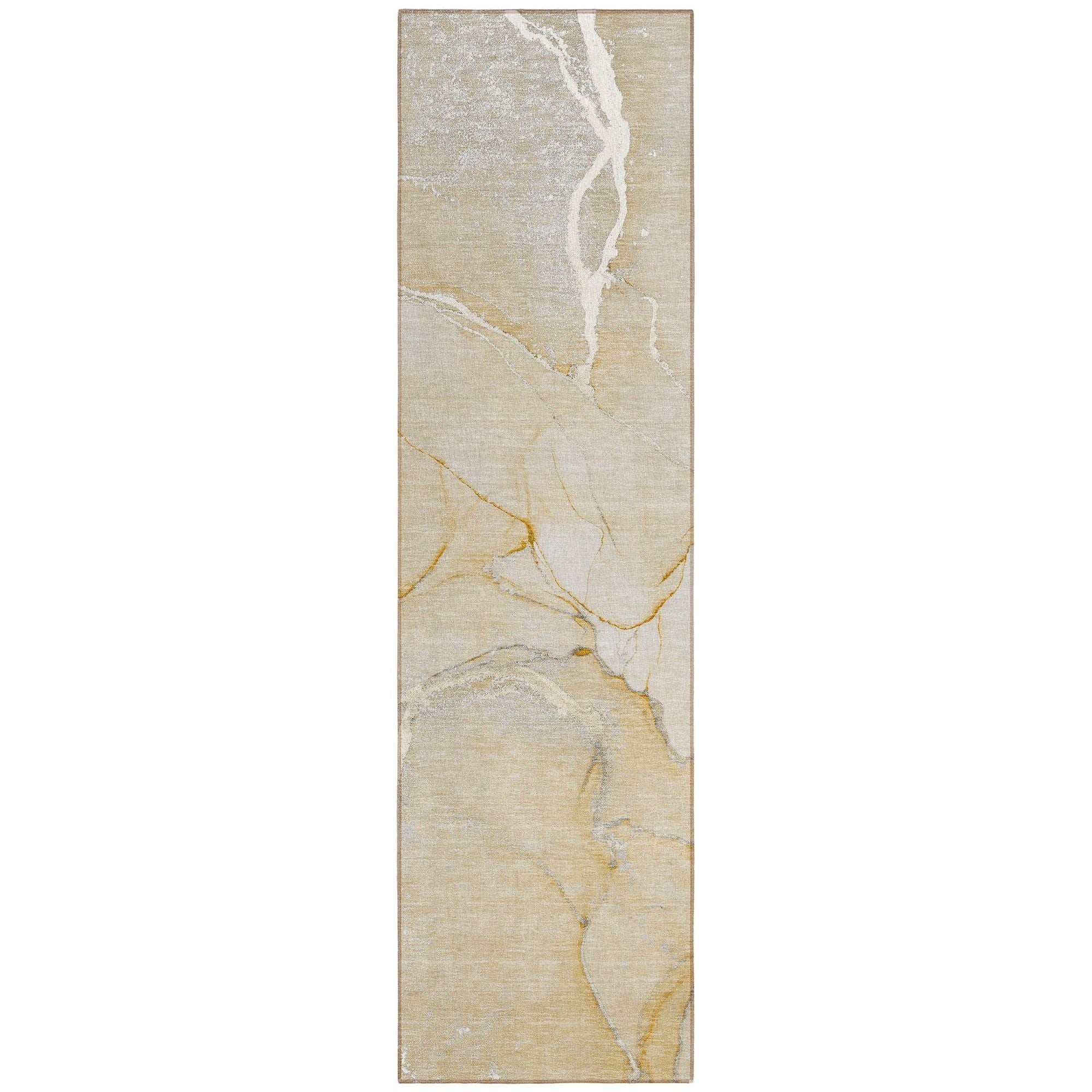 Machine Washable Beige Brown Rug - Indoor / Outdoor - Kids / Pet Friendly Watercolors Print Rug