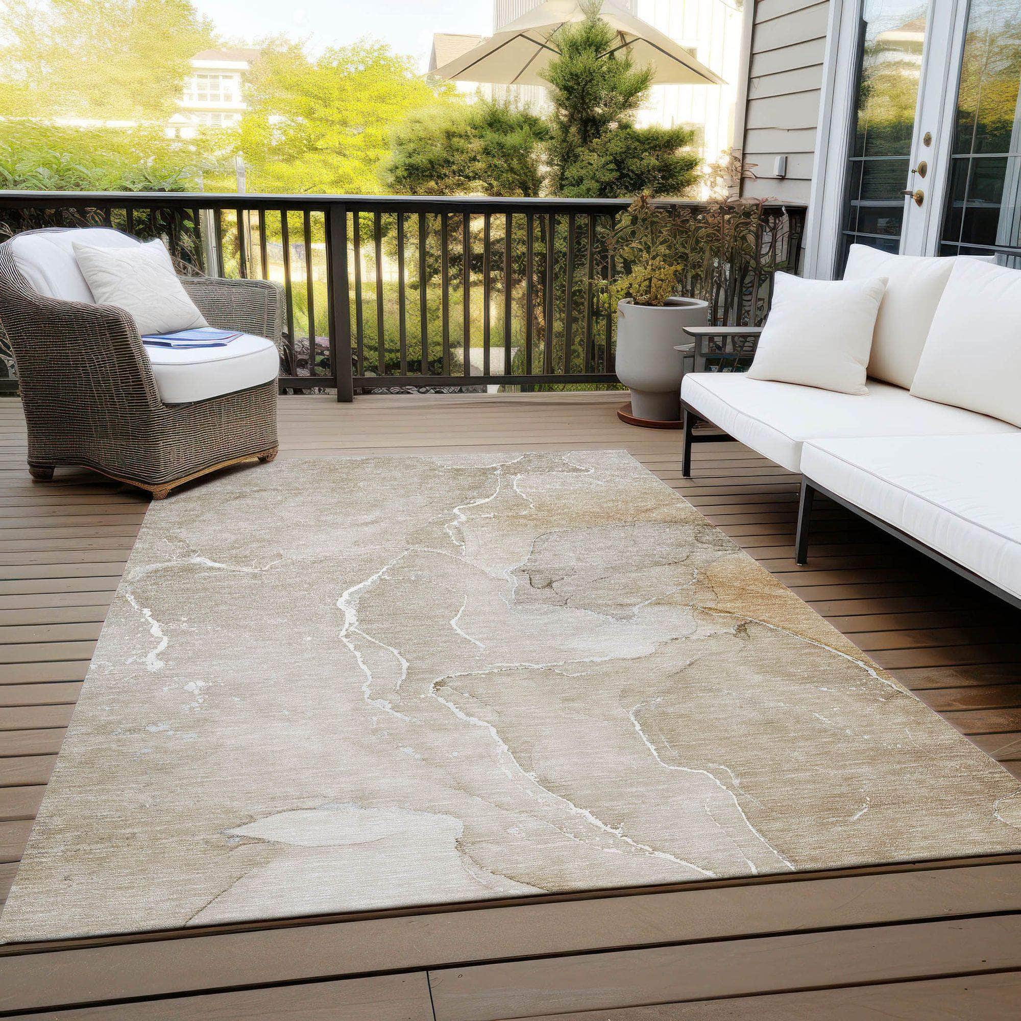 Machine Made ACN511 Beige Brown Rugs 