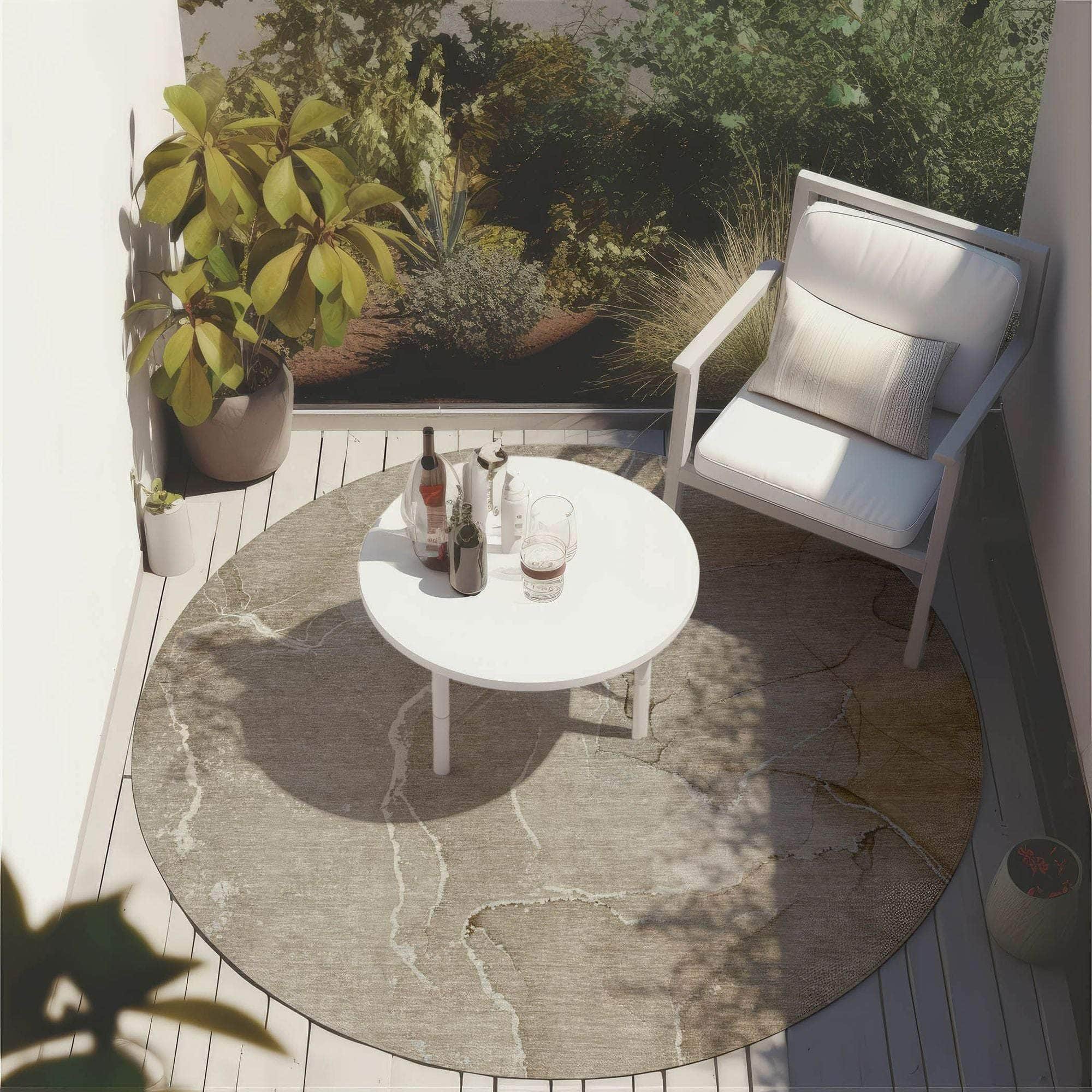 Machine Made ACN511 Beige Brown Rugs 