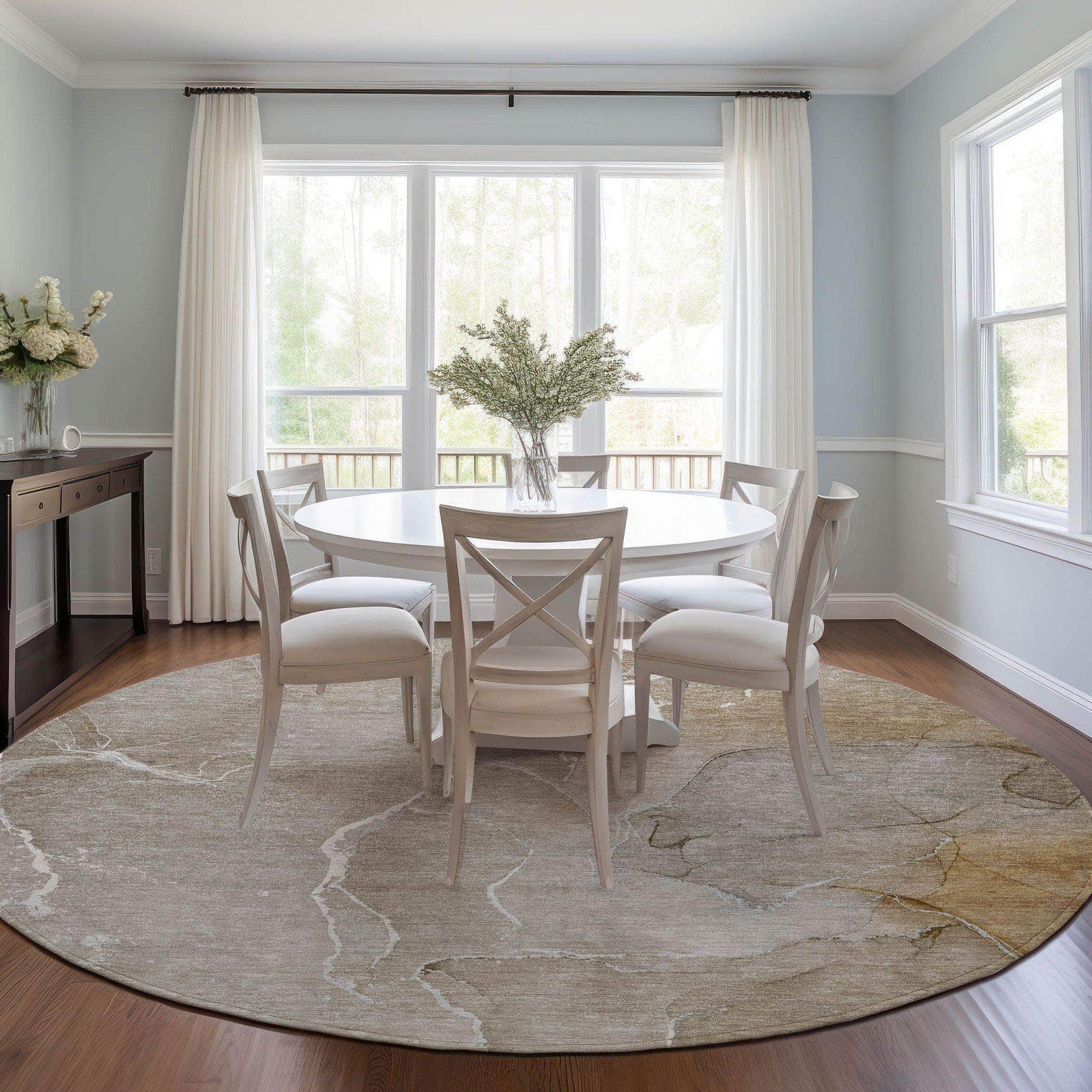 Machine Made ACN511 Beige Brown Rugs 